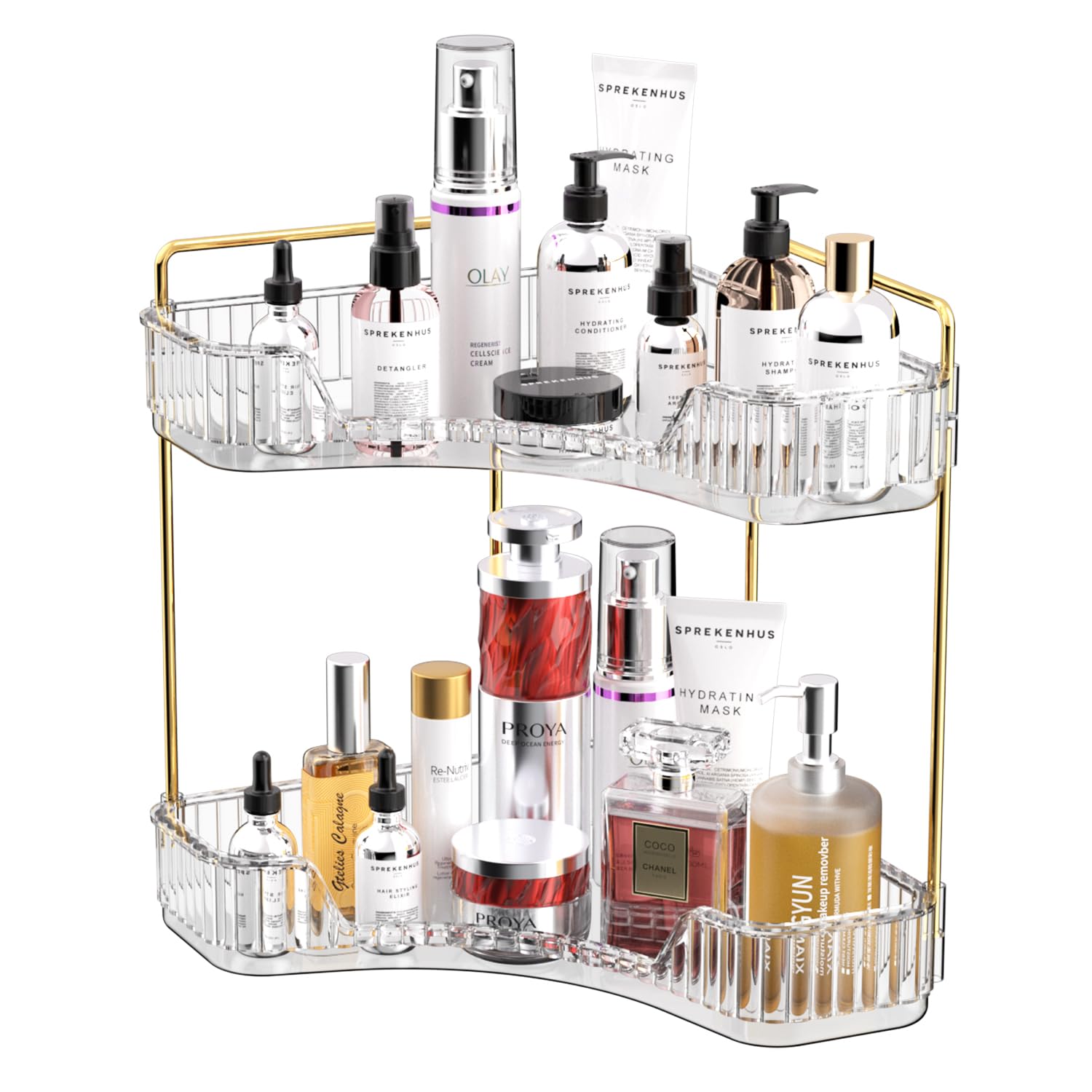Gti 2 Tier Bathroom Counter Organizer, Multi-Function Corner Bathroom Organizer Countertop,Makeup Organizer Perfume For Dresser