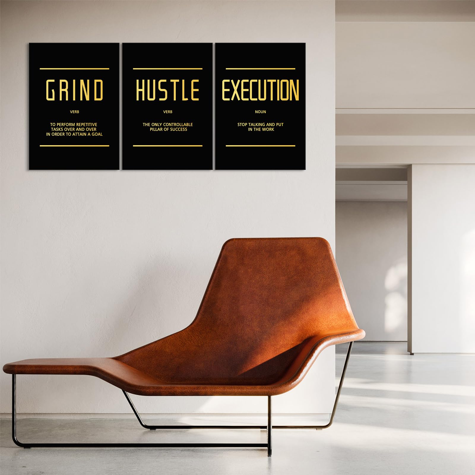 Kawahone Canvas Painting Wall Art, Motivational Wall Art, Grind Hustle Execute Inspirational Poster Print Positive Affirmation G