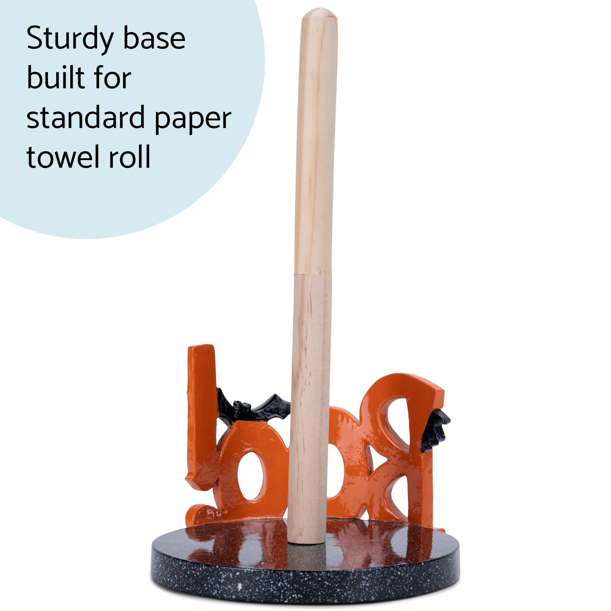 Elanze Designs Boo Bat 12 Inch Resin And Wood Halloween Paper Towel Holder