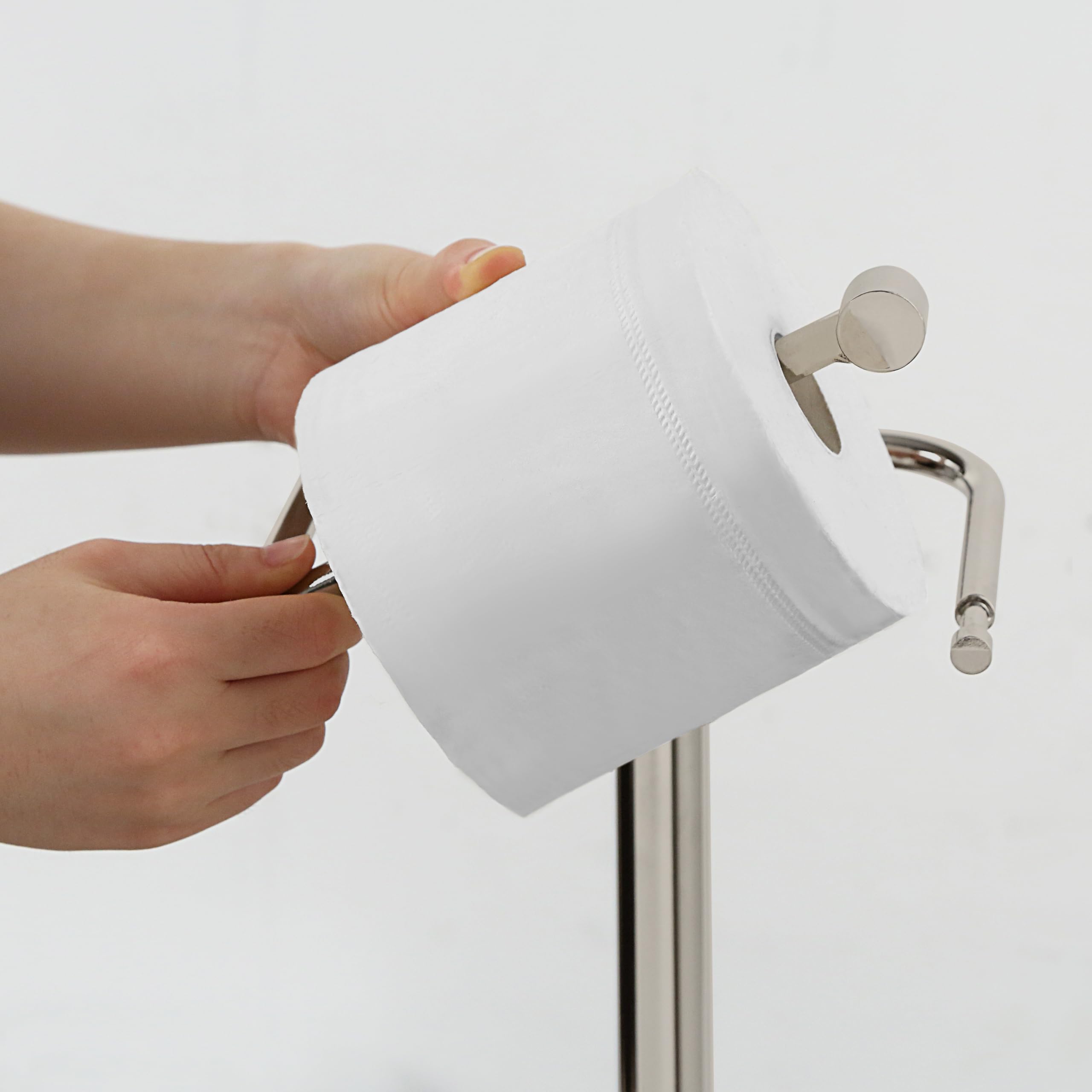 Sunnypoint Free Standing Toilet Paper Holder - Bathroom Tissue Stand With Weighted Base, Holds Jumbo & Standard Rolls (S.N)