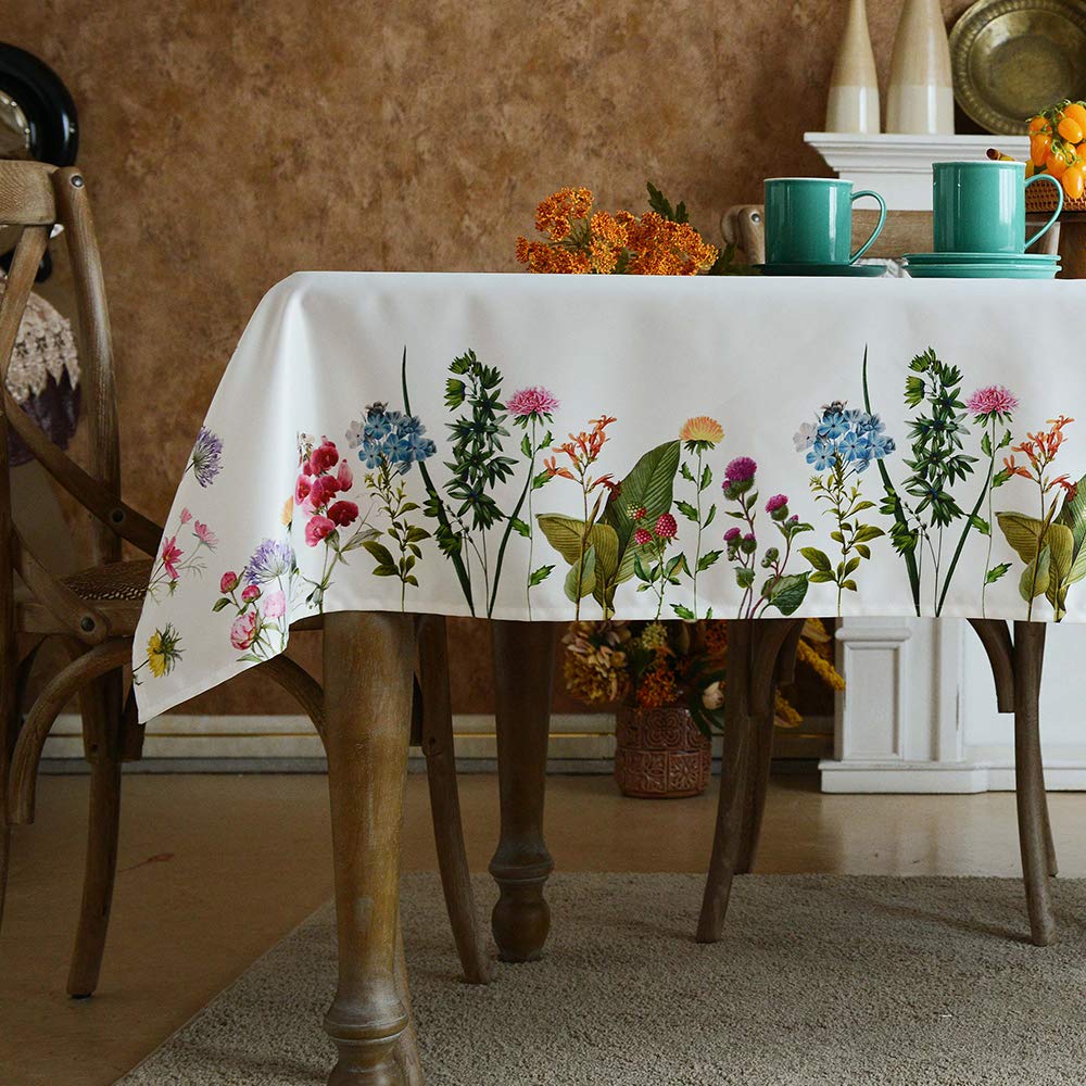 ARTABLE Rectangle Tablecloth Printed Flowers Trees Cherry Table Cover Tabletop for Christmas Kitchen Home Outdoor Indoor Dining 
