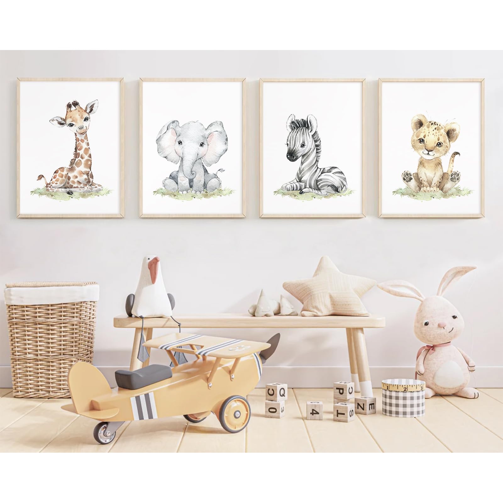Safari Nursery Wall Art Decor Baby Animal Canvas Wall Art Woodland Nursery Wall Decor Kids Jungle Animal Pictures Safari Giraffe