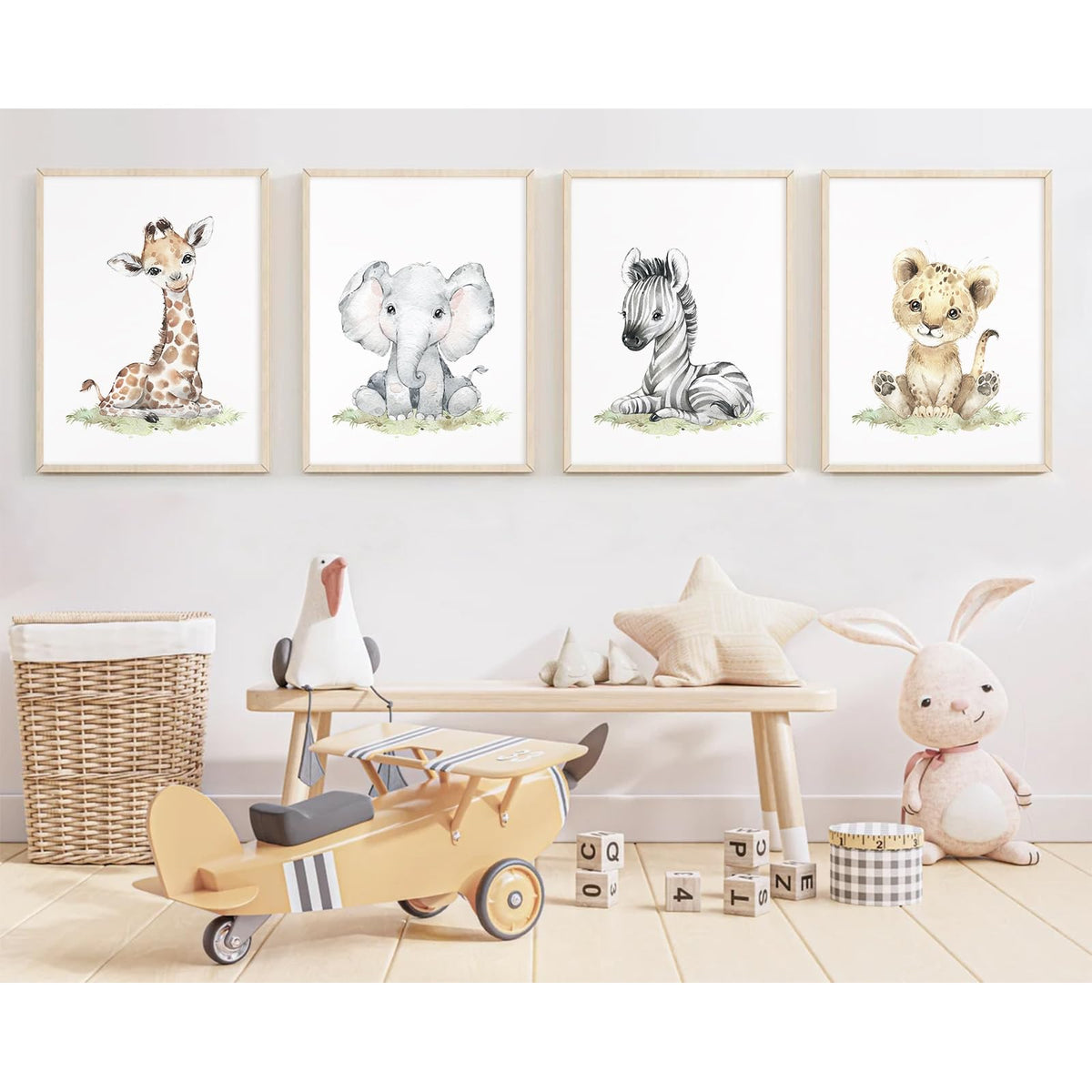 Safari Nursery Wall Art Decor Baby Animal Canvas Wall Art Woodland Nursery Wall Decor Kids Jungle Animal Pictures Safari Giraffe