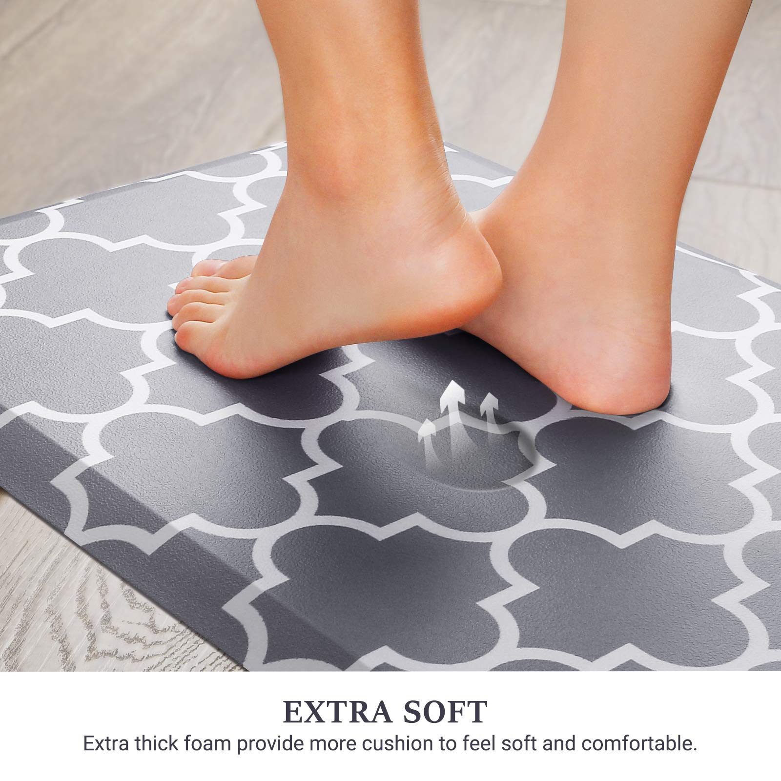 Wiselife Kitchen Mat Cushioned Anti-Fatigue Rug,17.3''X 39'',Non Slip Waterproof And Heavy Duty, Pvc Ergonomic Comfort Mat For K