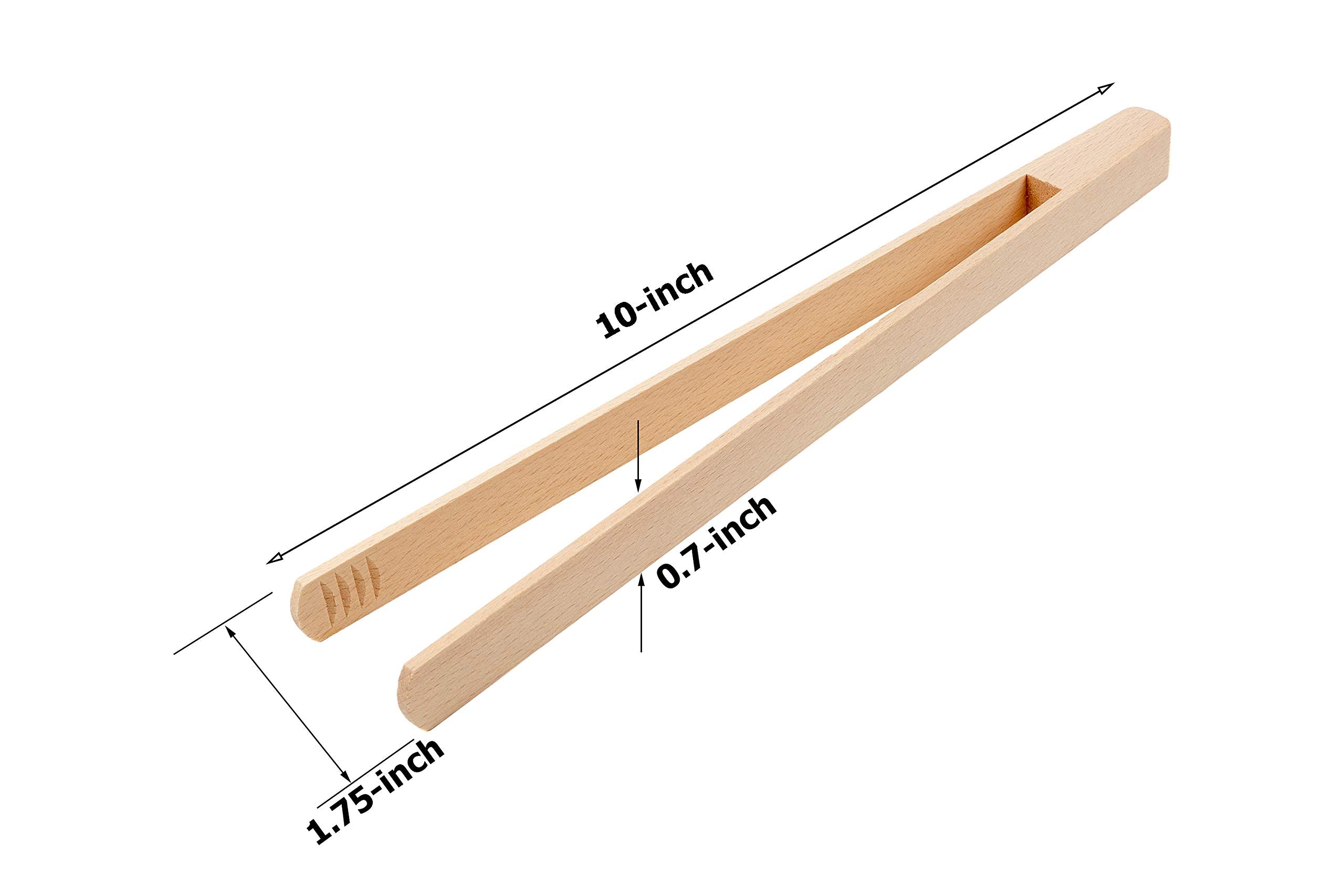 Bicb Premium, Beechwood Wooden Tongs,10    Long Easy Grip Toaster Wooden Tongs, Bread Tong, Wood Tong Perfect For Toast, Salad,