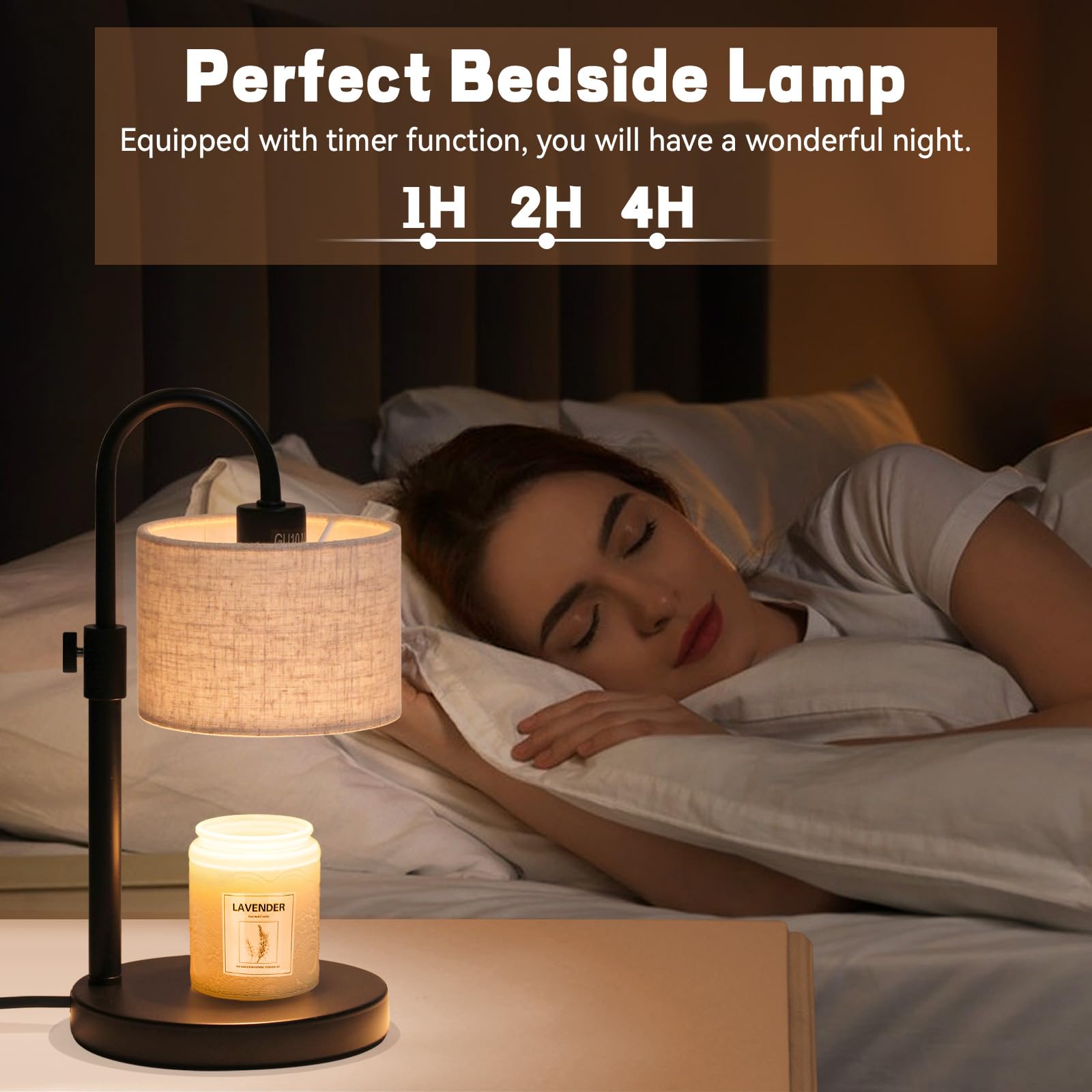 FINCMY Candle Warmer Lamp with Timer, Dimmable Candle Wax Warmer Candle Lamp with 2 Bulbs, House Warming Gifts Brithday Gifts fo