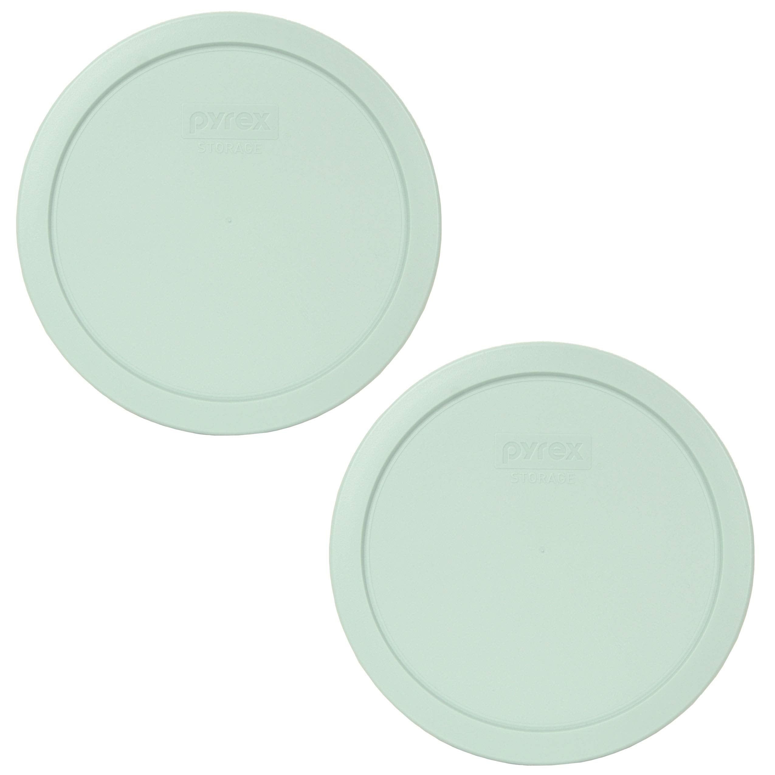 Pyrex 7402-Pc Muddy Aqua Round Plastic Food Storage Replacement Lid, Made In Usa - 2 Pack