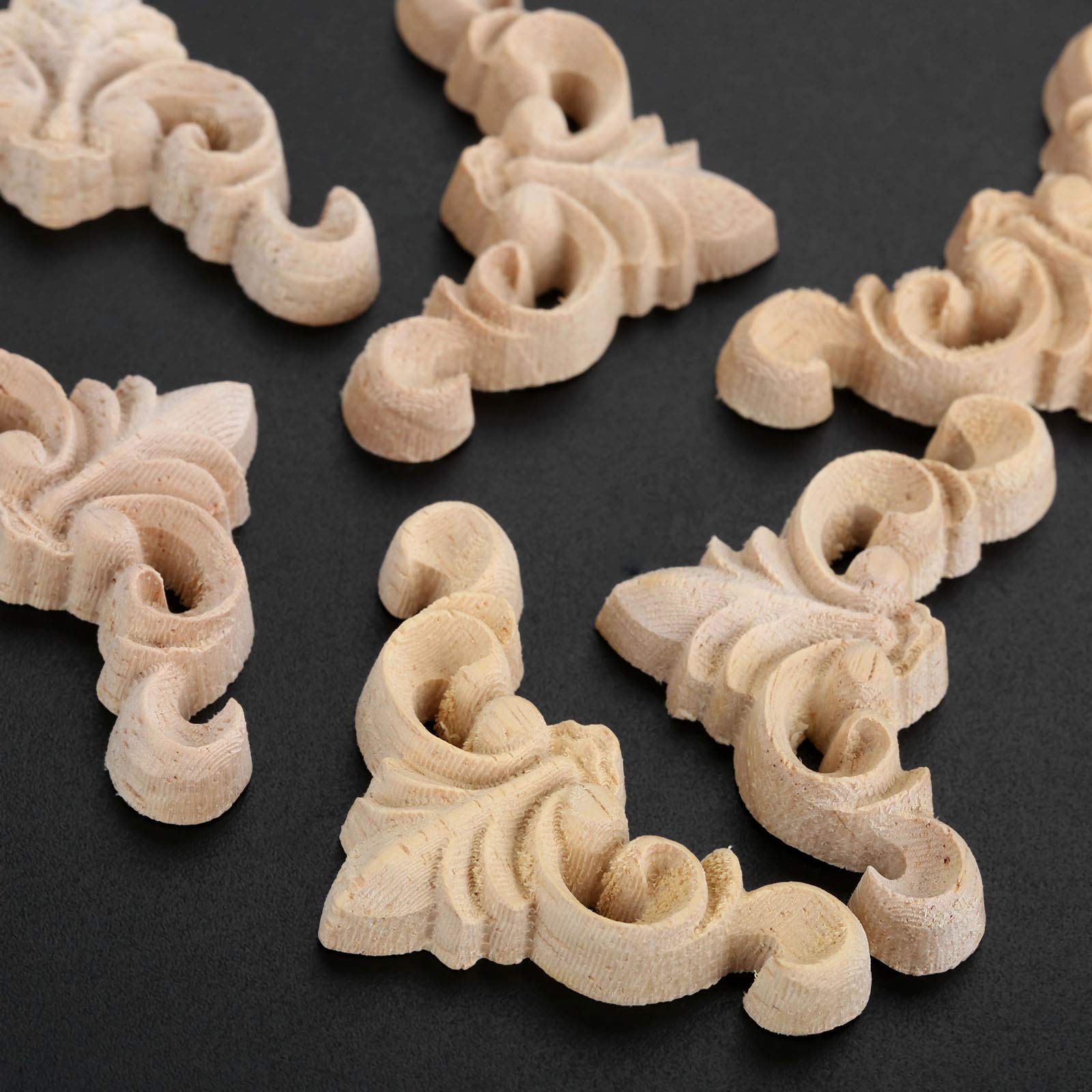 20Pcs Furniture Onlay Applique Frame for Home  4x4cm/1.57''x1.57''  Unpainted Woodcarving Corner Decal Cabinet Door Wall Ceiling Dresser