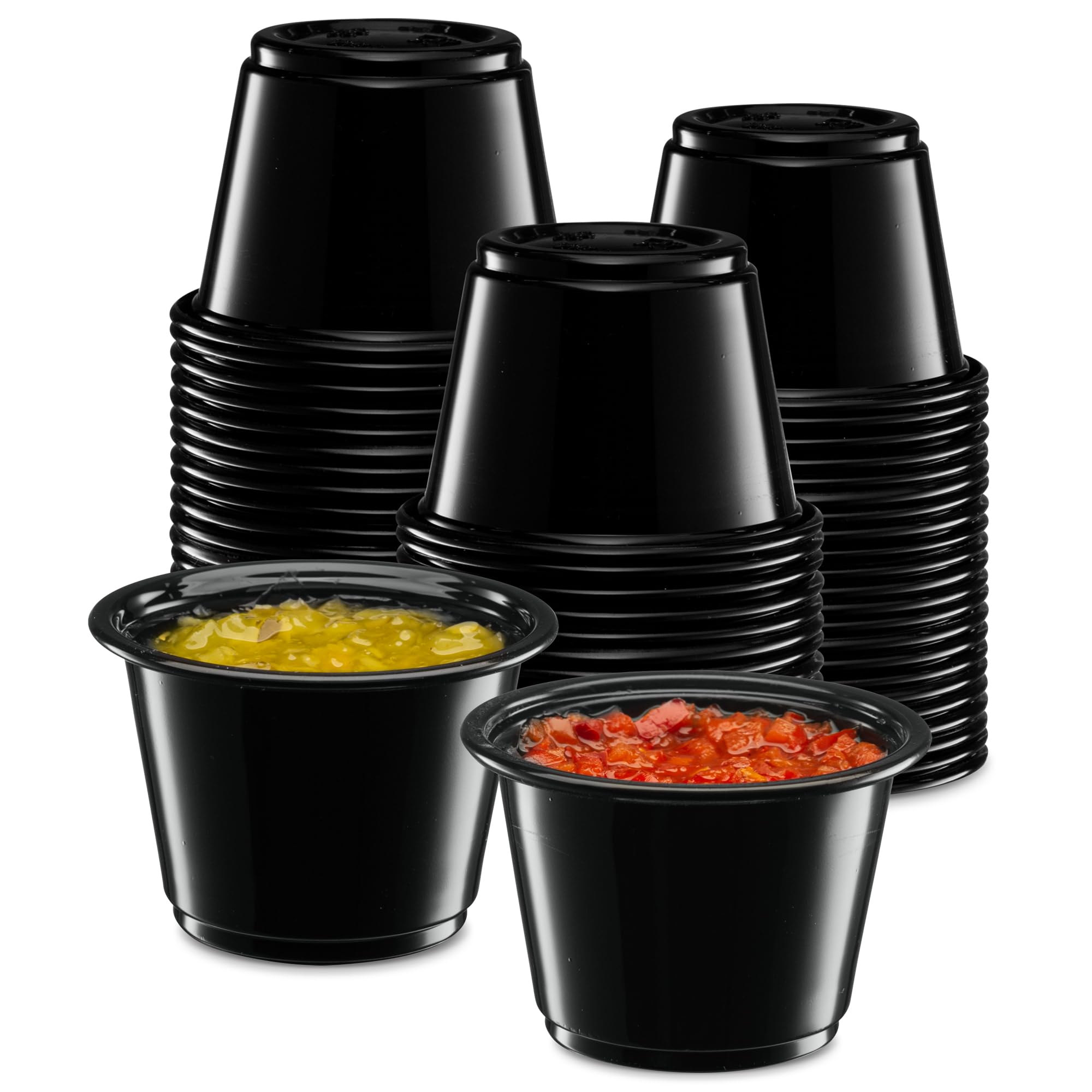 ELEGANT DISPOSABLES black portion cups no lids (2.5 OUNCE)