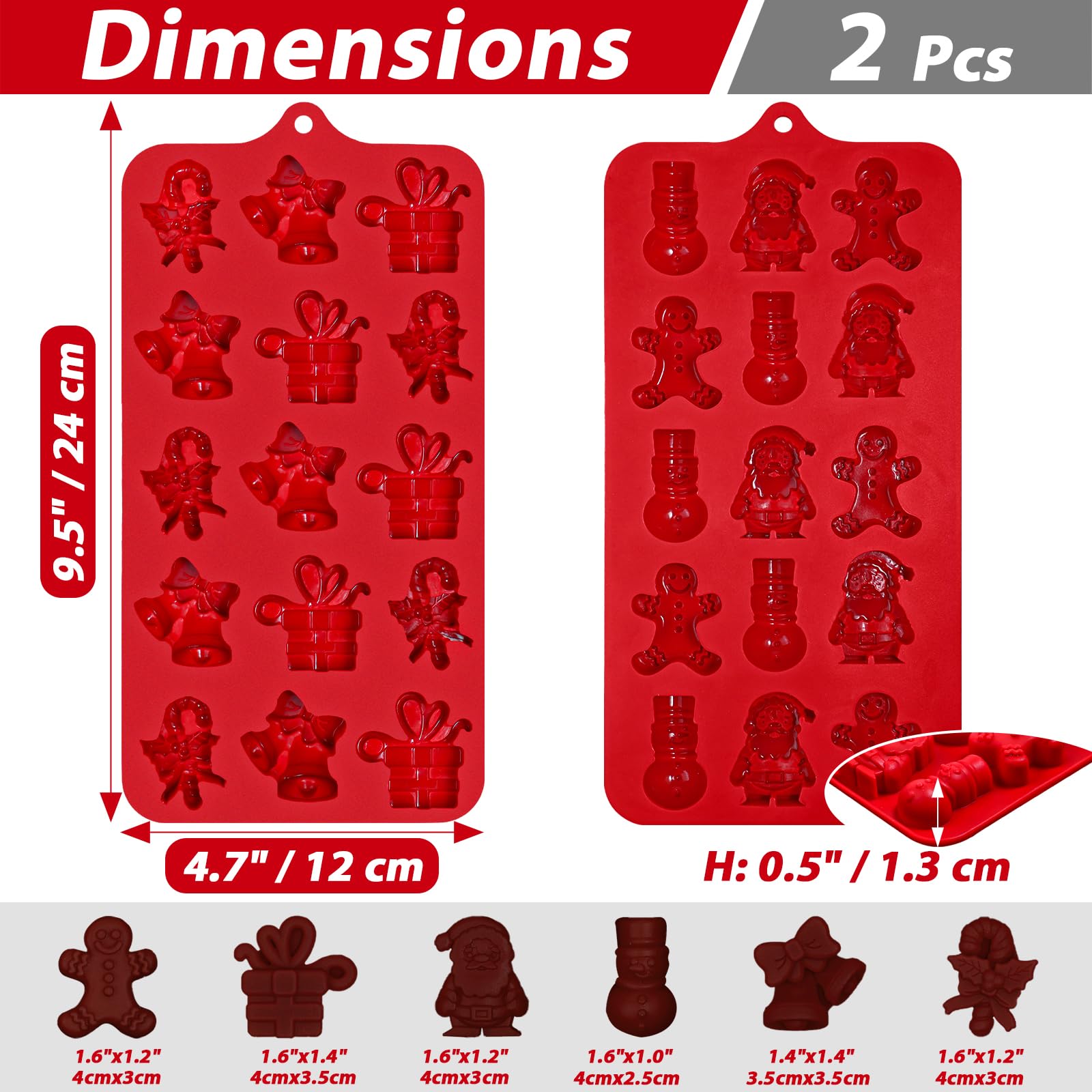 Koluti Silicone Christmas Chocolate Mold Baking Molds, 15 Cavity Nonstick Food Grade Candy Jelly Gummy Fudge Ice Pet Treats Soap