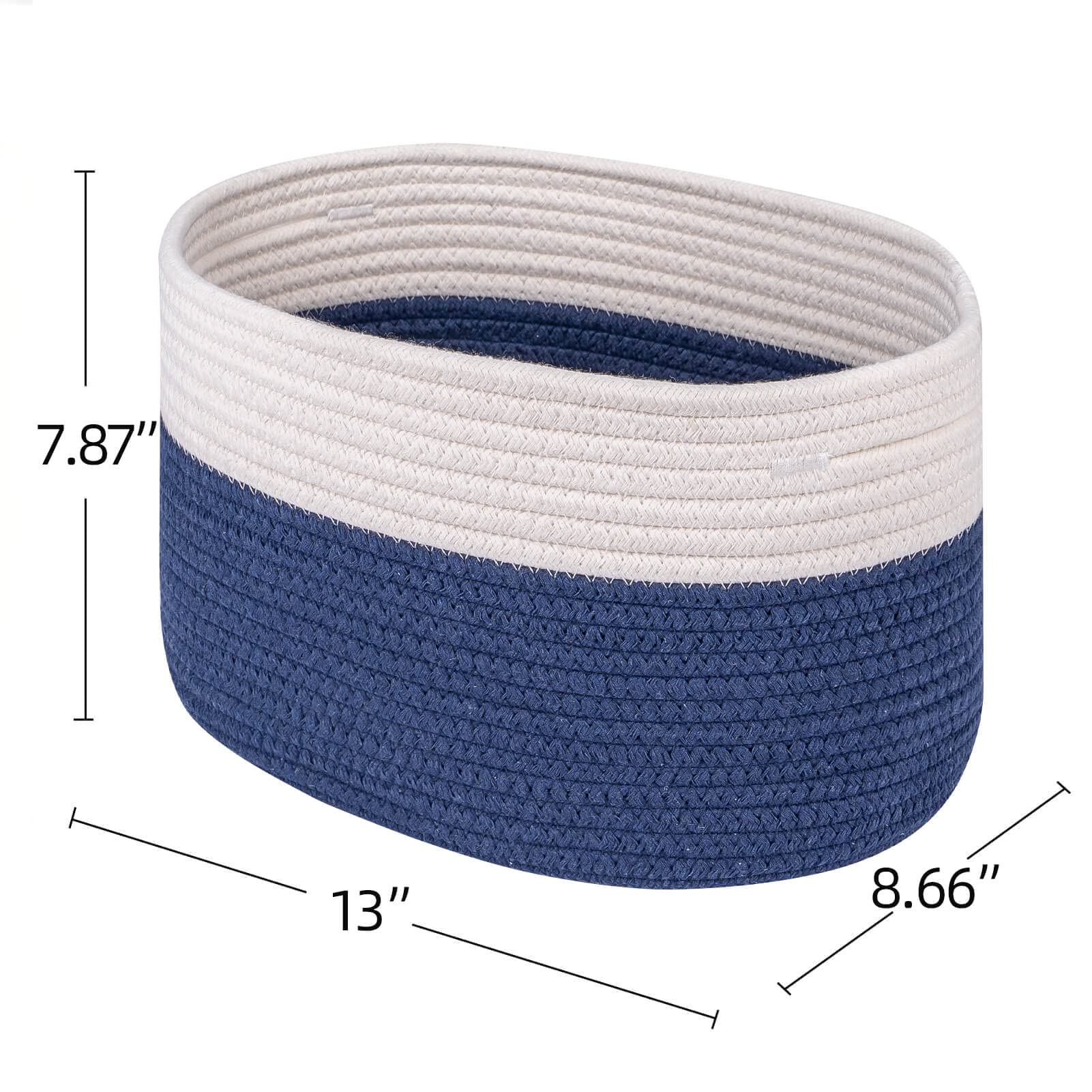 CubesLand Off White/Navy Storage Baskets Bins for Shelves/Organizing Woven Cube Storage Baskets Bins for Storage  Organizing Baskets Decor Woven Rope Baskets Long-lasting Stylish 3pack