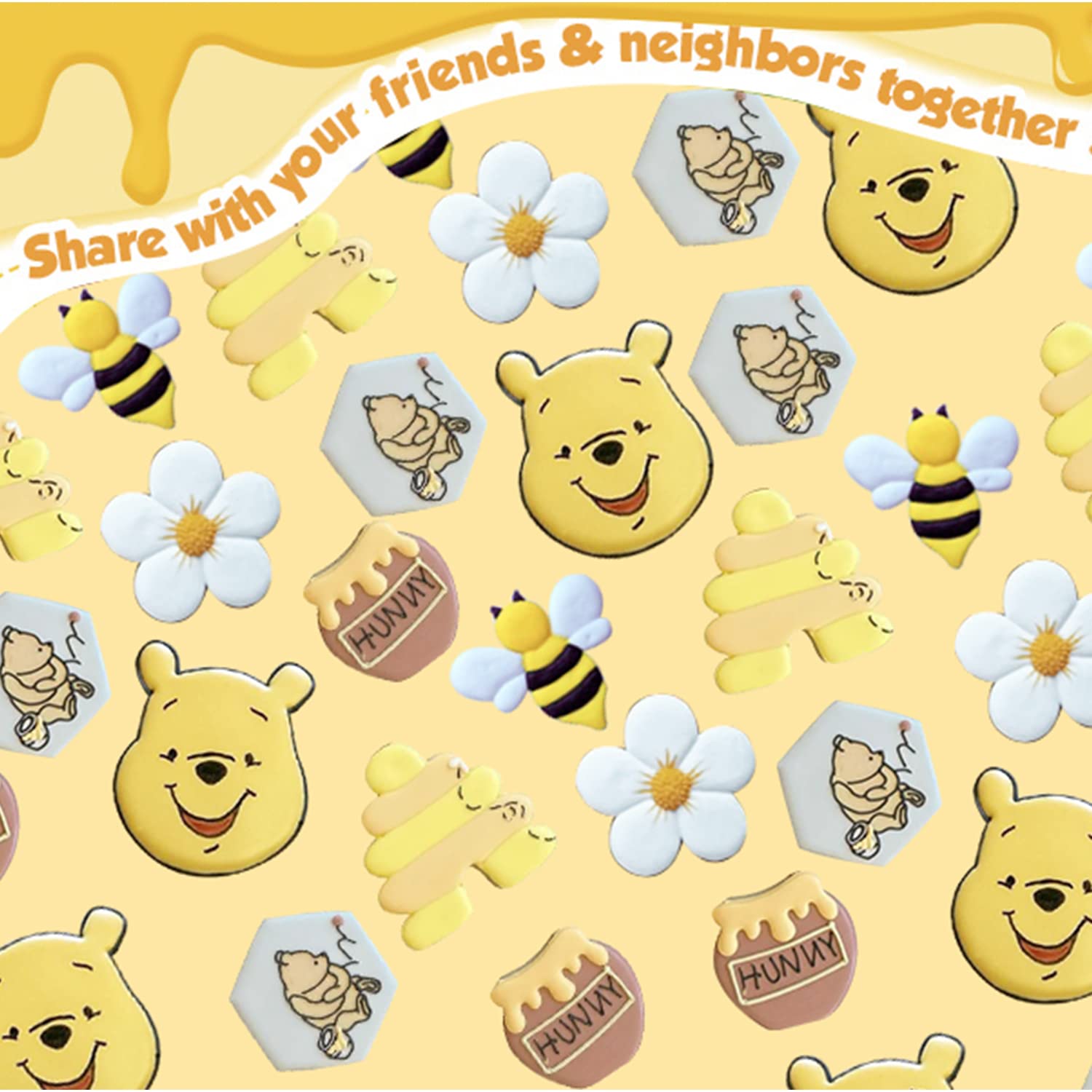 Kukifun 6Pack Bee Cookie Cutters Set, Bee,Beehive,Honey Jar,Winnie The Pooh,Flower Shapes Stainless Steel Biscuit Molds For Hone
