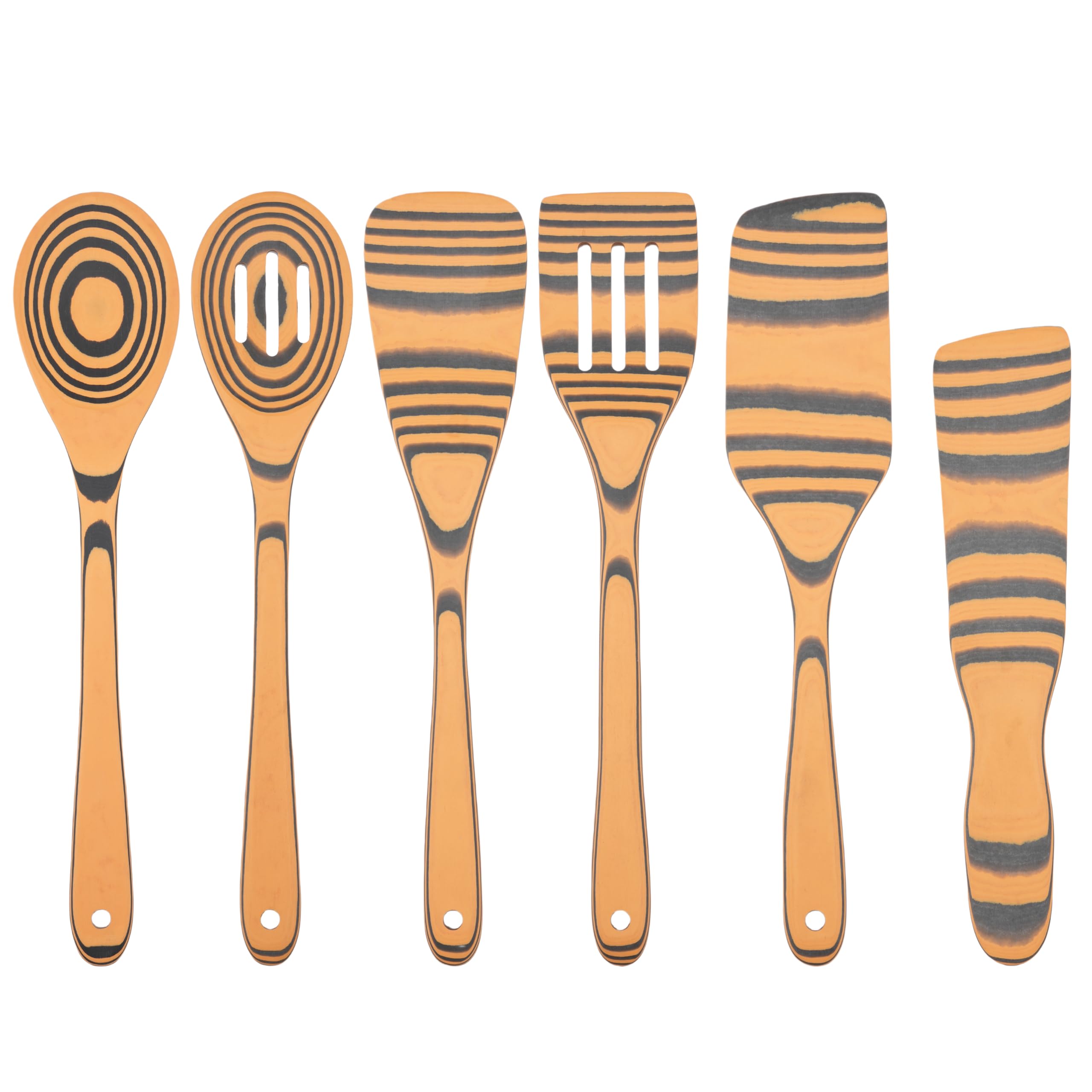 Dishwasher Safe & Maintenance Free Wood SpatulasSturdy Wooden Spoons for Cooking, 6Piece Handcraft Wood Cooking Utensils Set f
