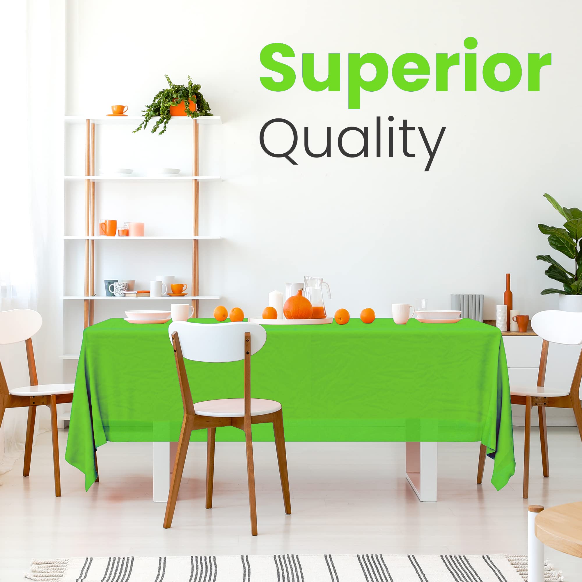 14 Pack Premium Lime Green Plastic Tablecloth - 54 X 108 In. Disposable Rectangle Plastic Table Cloth - Decorative Rectangle Tab