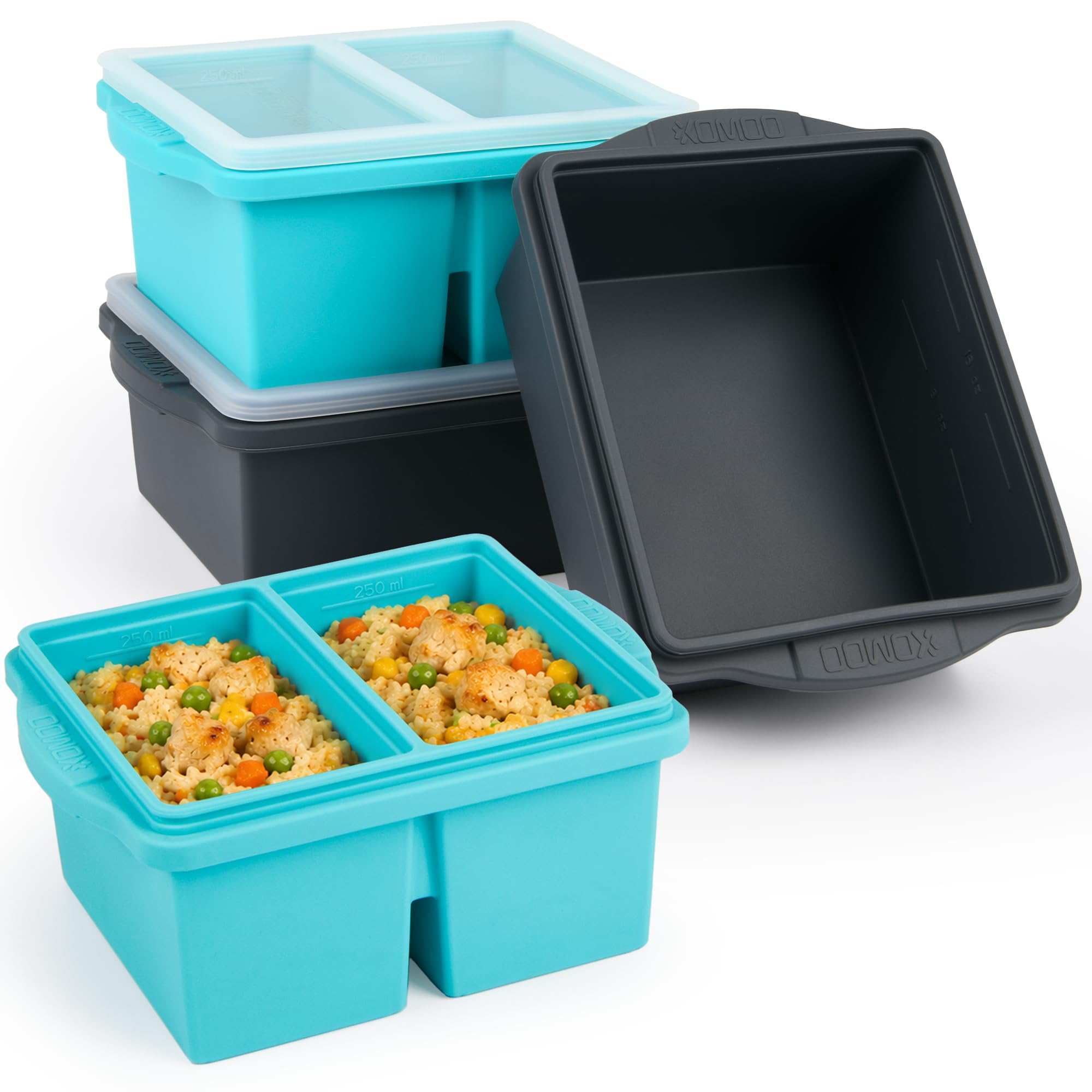 2Cup & 1Cup Silicone Freezer Trays with Lids, Silicone Soup Freezer Molds  Leakproof, BPAFree, Stackable, Microwave & Dishwa
