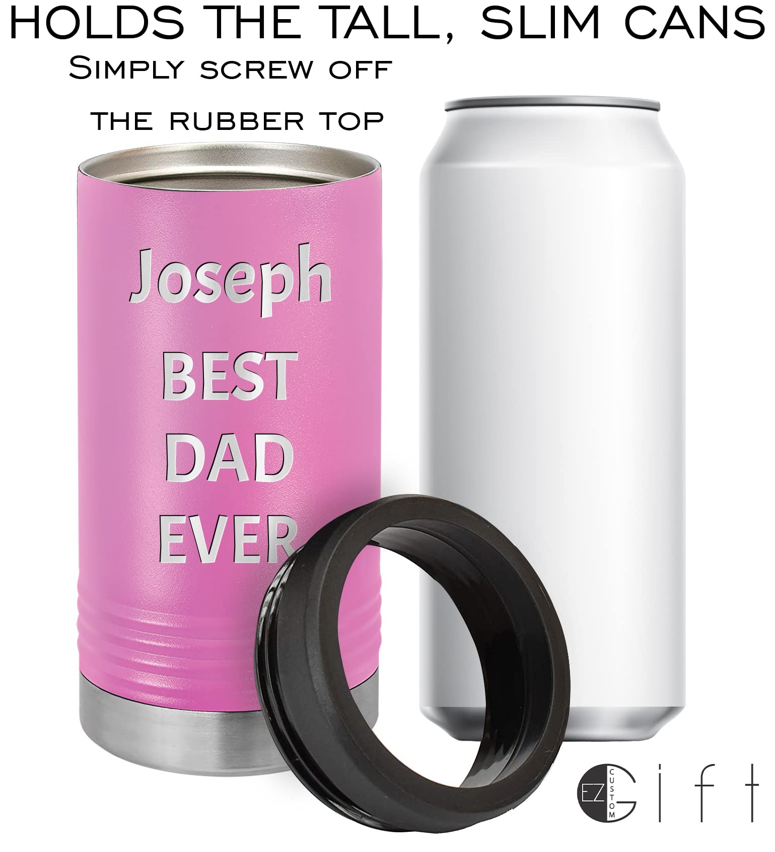 Personalized Skinny Can Cooler Stainless Steel Engraved Insulated Tall Beverage Holder With Custom With Name, Gift For Wedding,