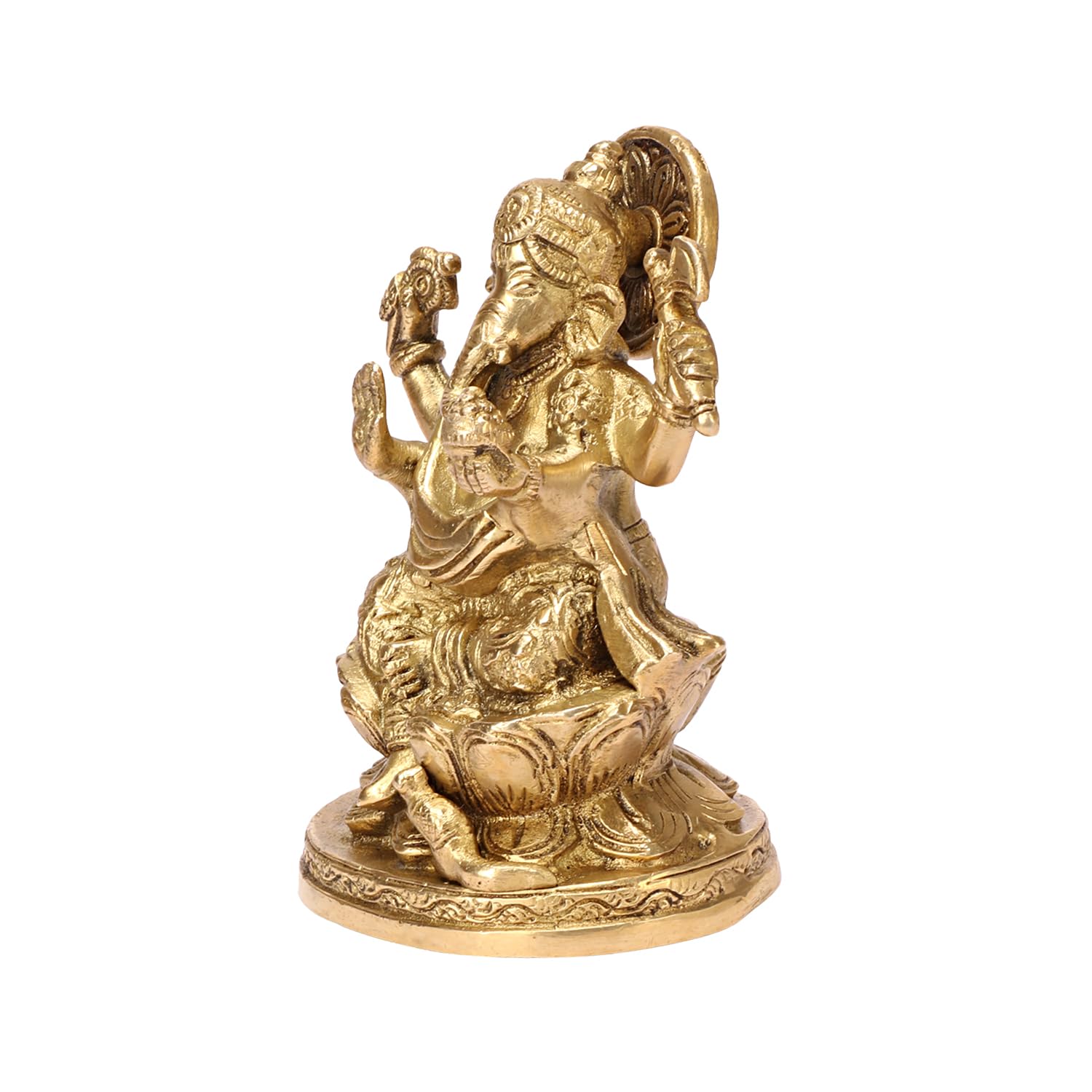 Apko Large Lotus Sitting Ganesha Brass Idol Good Luck God Deity Ganesh Statue -Ganpati Murti For Home Entrance Decor Diwali Gift