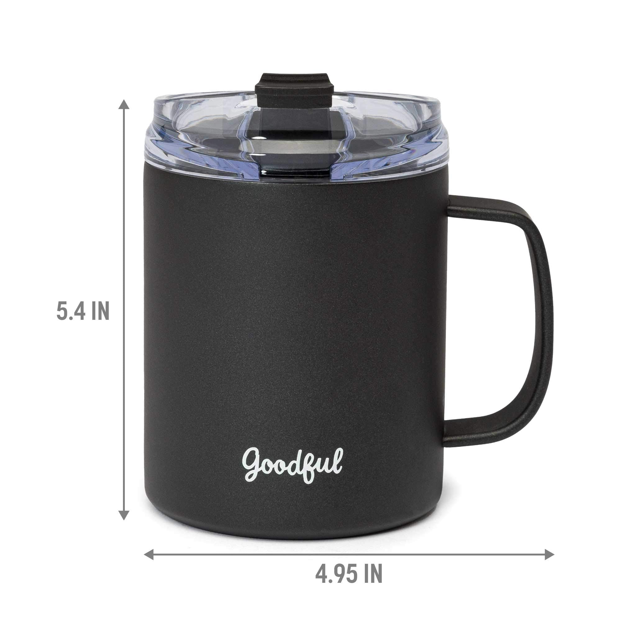 Goodful Travel Mug, Stainless Steel Insulated, Double Wall Vacuum Sealed Coffee Cup With Leak Proof Lid, 14 Ounce, Gray