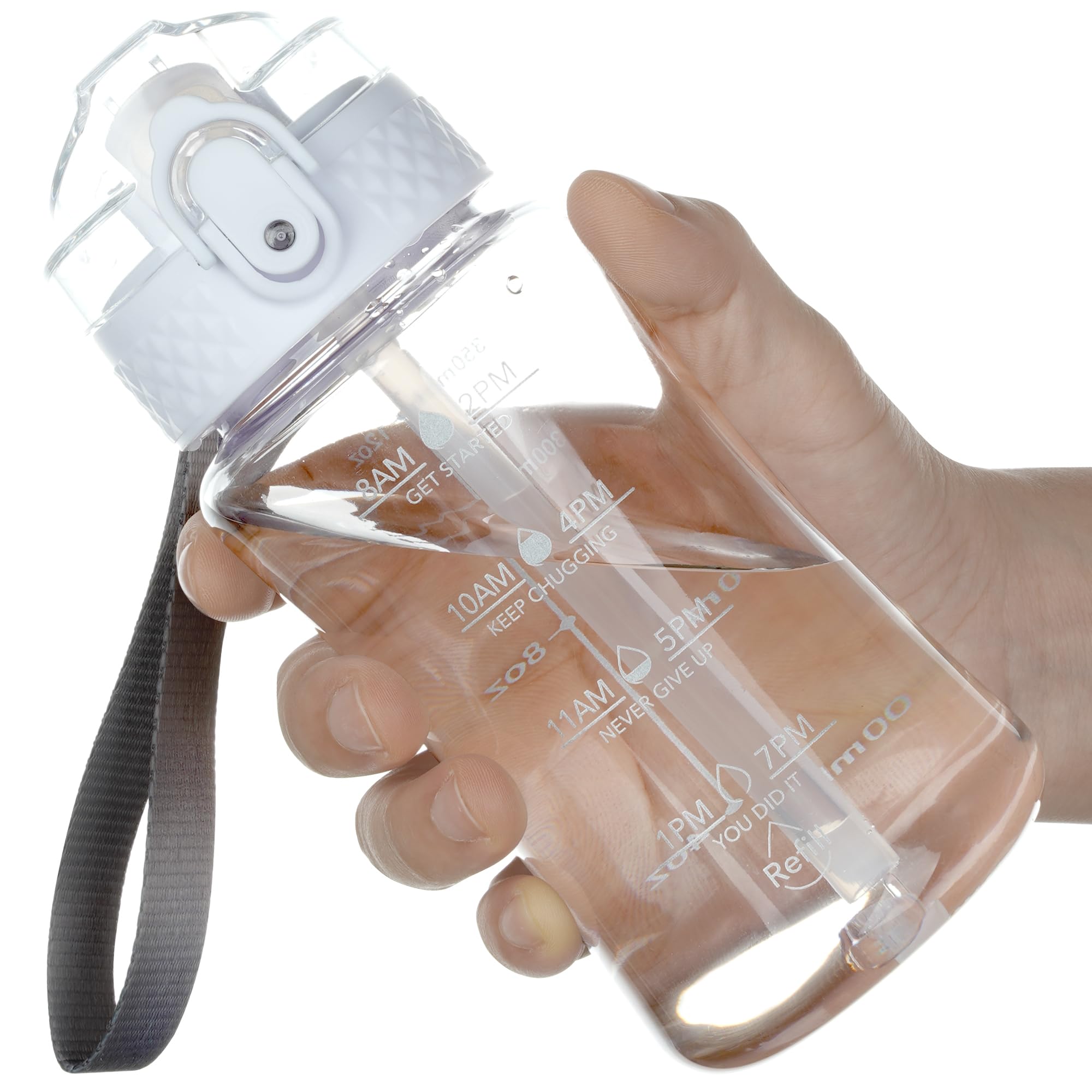 OLDLEY 12oz Kids Motivational Water Bottle, Silicone Straw, Leak-Proof Tritan BPA-Free, Reusable for School Girls & Boys, Clear
