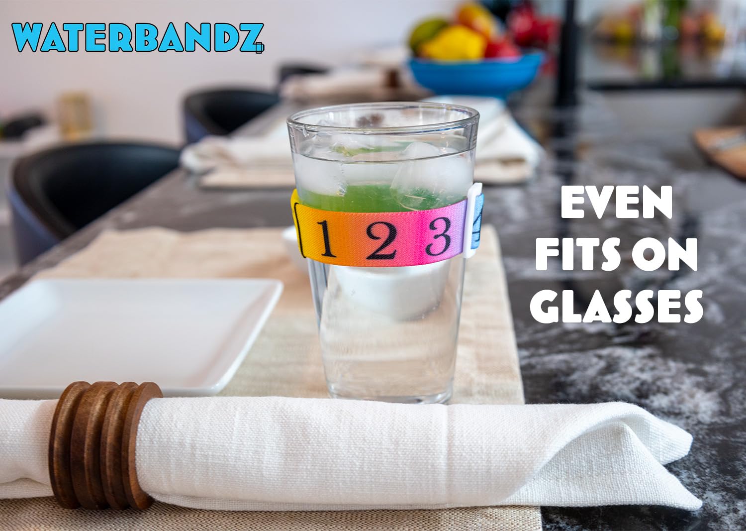 Waterbandz - Stay Hydrated: Elastic Fabric Bands Make Your Daily Water Intake Simple And Fun! Universal Size For Water Bottles,