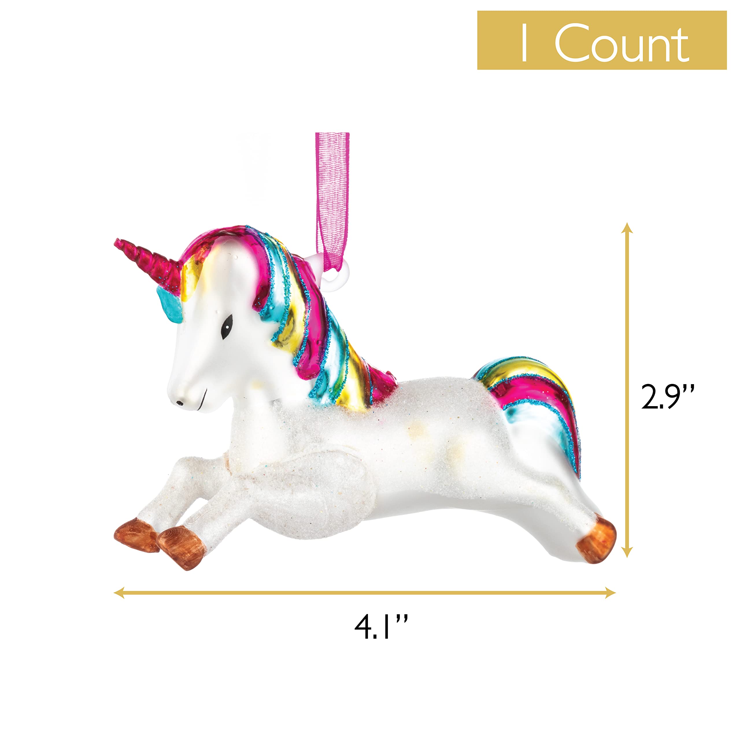 Every Day is Christmas Glass Blown Ornaments Cute Hand Made Figurines Tree Decoration, Unicorn