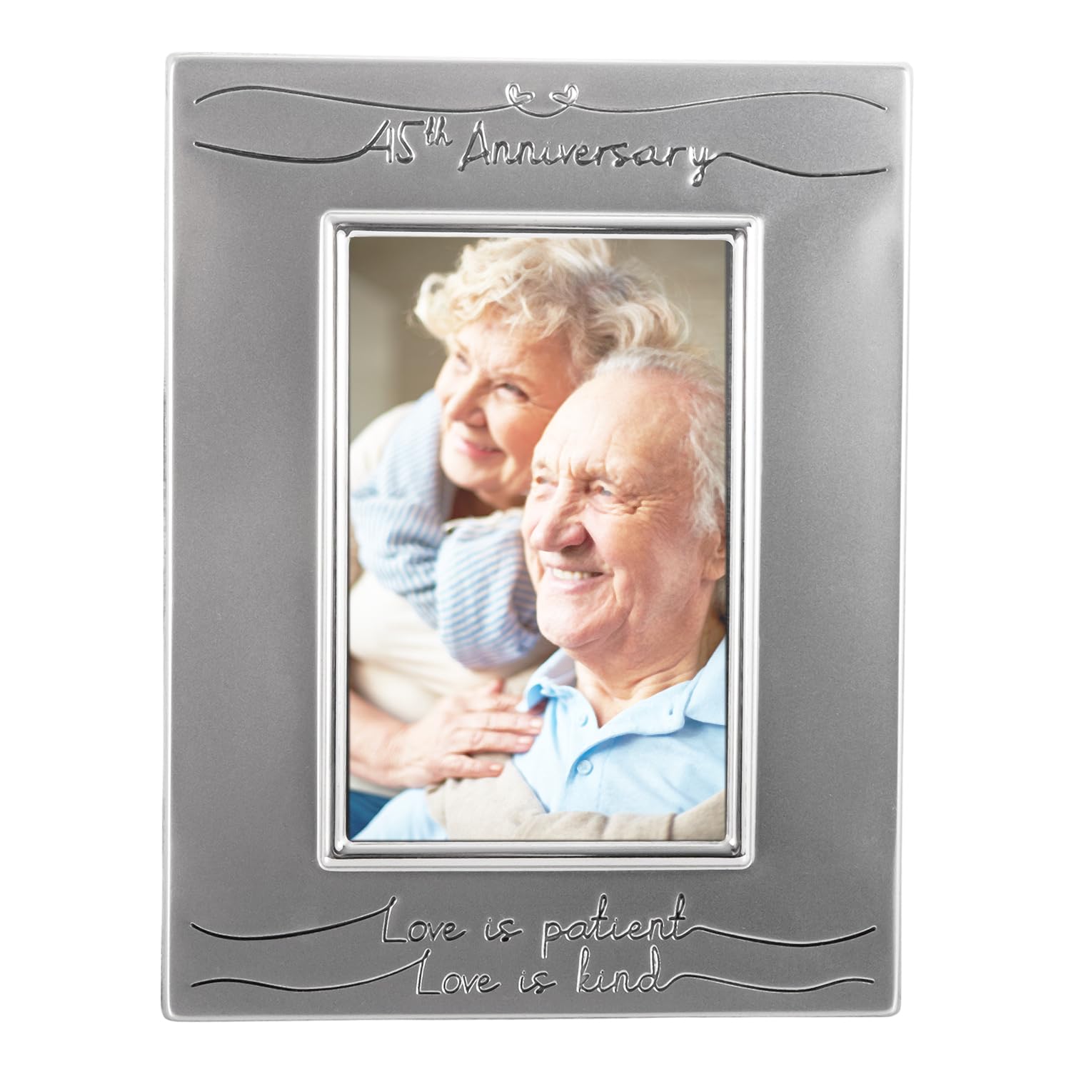 Haysom Interiors Beautiful Two Tone Silver Plated 45th Anniversary 4 x 6 Picture Frame with Black Velvet | Unique and Thoughtful