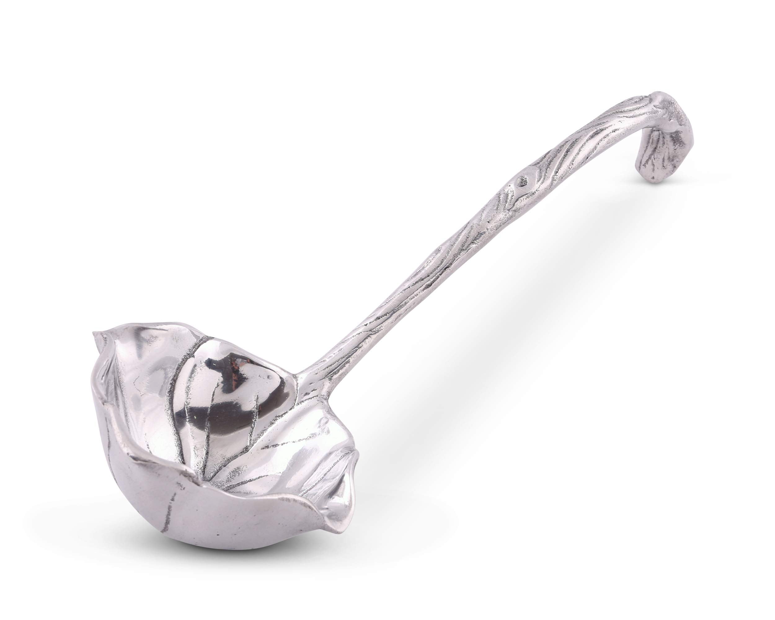 Arthur Court Aluminum Metal Magnolia Pattern Punch/Soup/Serving Ladle Silver Spout 12.5 Inch Long