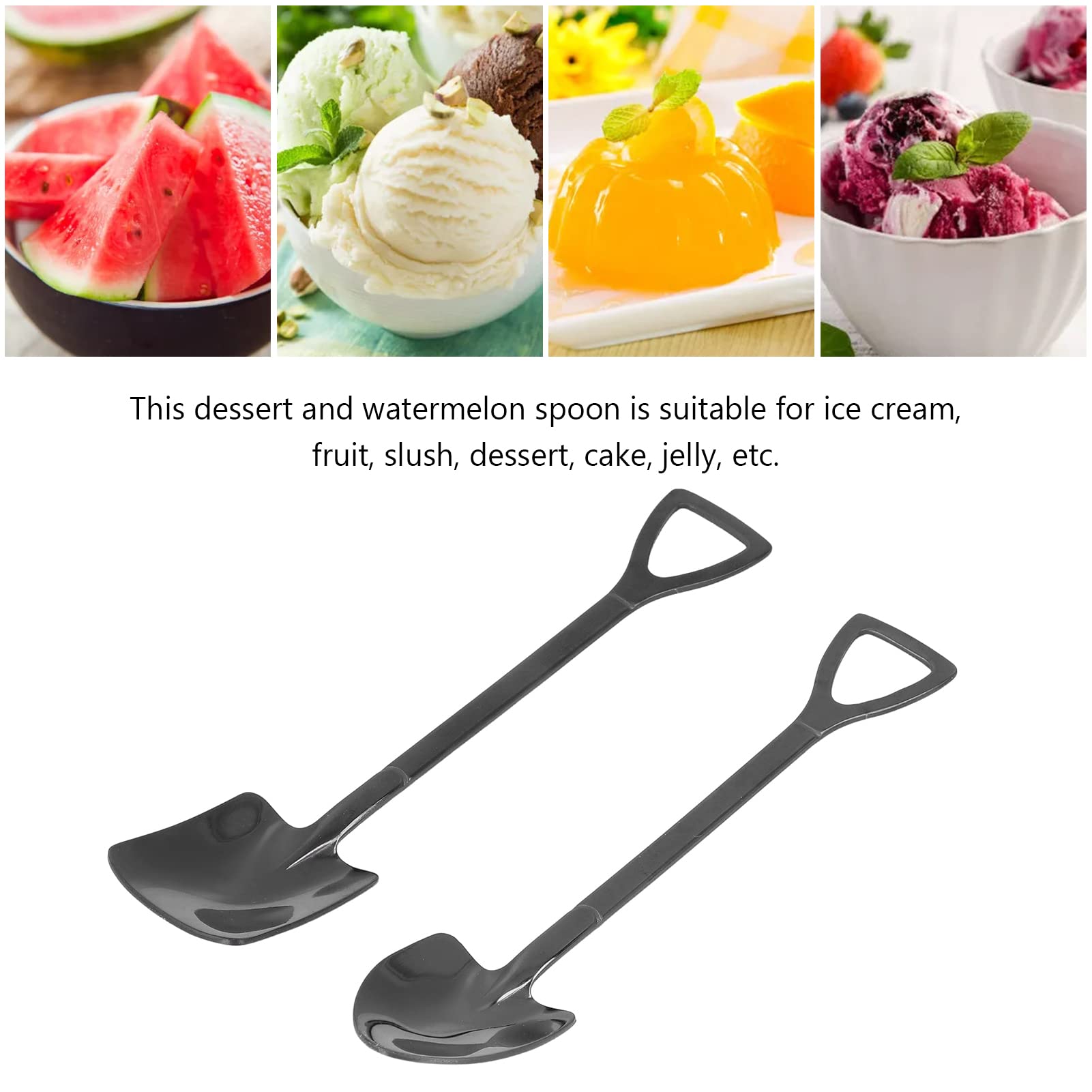 2Pcs 6In Stainless Steel Shovel Spoons, Novel Dessert Ice Cream Spoon With Ergonomic Design Handle, Mini Tableware Supplies For