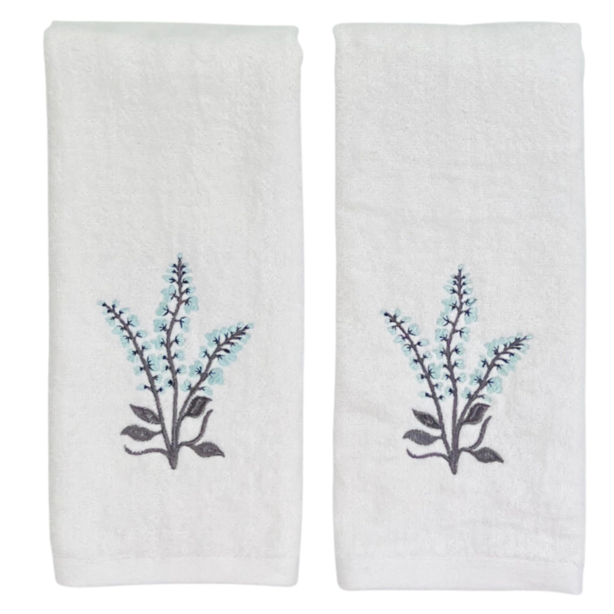Serafina Home Summer Soft Absorbent Floral Guest Hand Towels: Summer Light Blue Flowers And Leaf Design, 2 Piece Ashley
