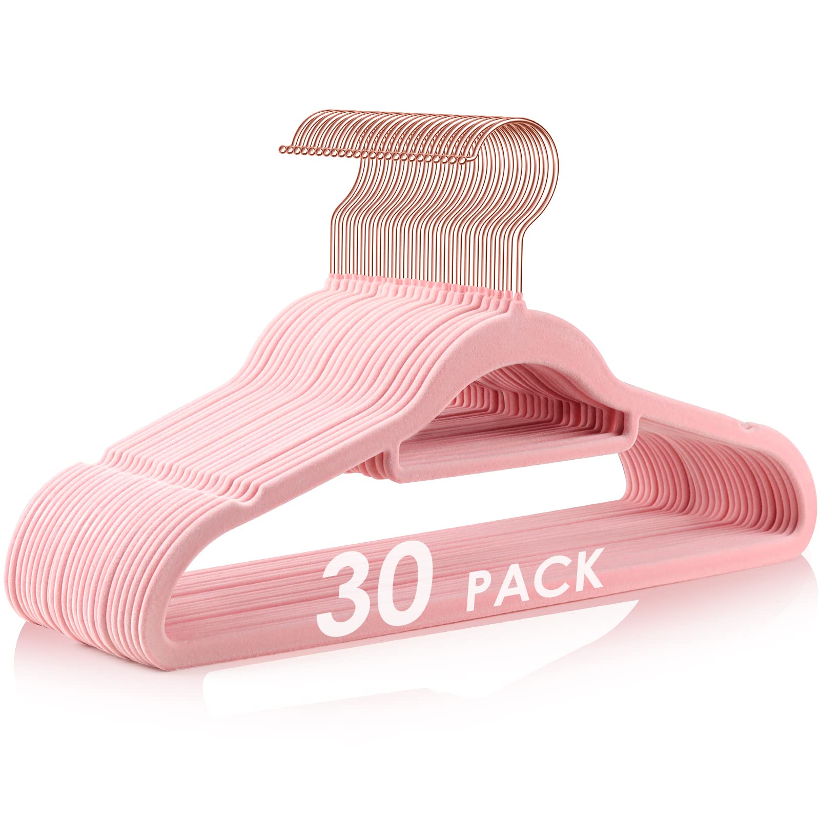 Velvet Hangers Non Slip Felt Hangers, Duducofu 30 Pack Pink Velvet Hangers Clothes Hangers Space Saving Slim Hangers With Rose G