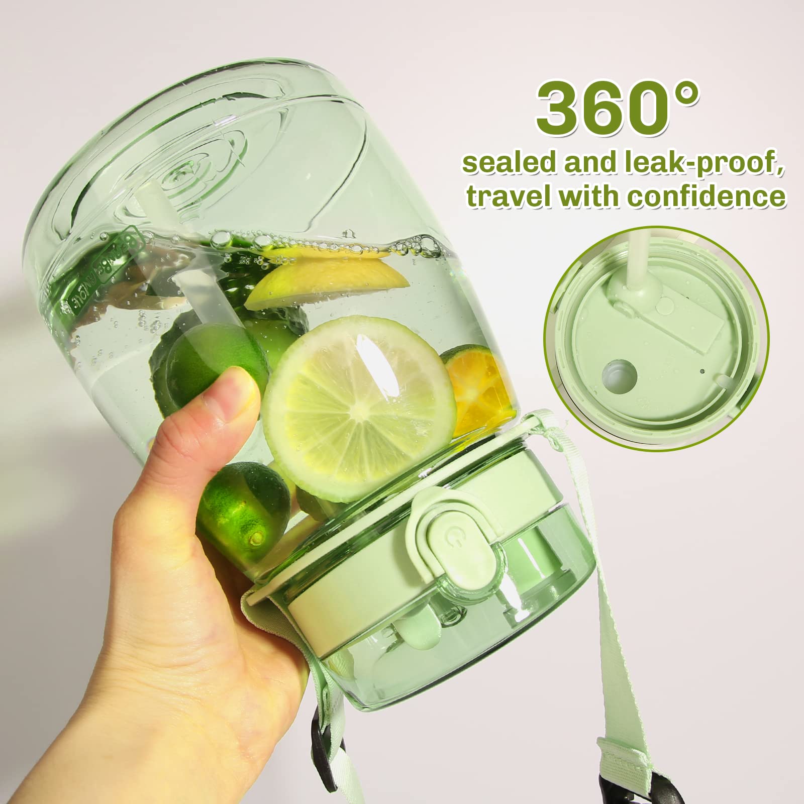 Moioibe Girls Water Bottles For School, Upgrade Aesthetic Water Bottles, Cute Water Bottles With Handle, Water Jug Green