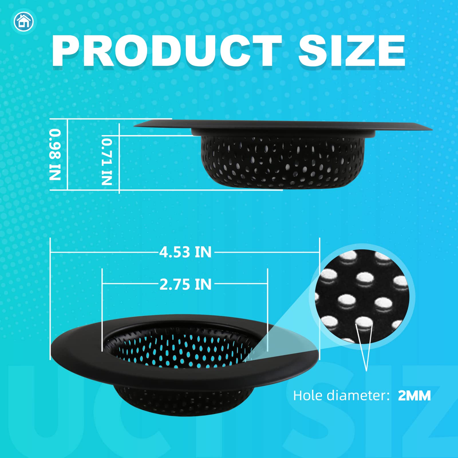 Sink Drain Strainer, 2 Pcs Kitchen Sink Strainer - Upgraded Large Wide Rim 4.5'' Diameter Stainless Sink Strainers For Kitchen S