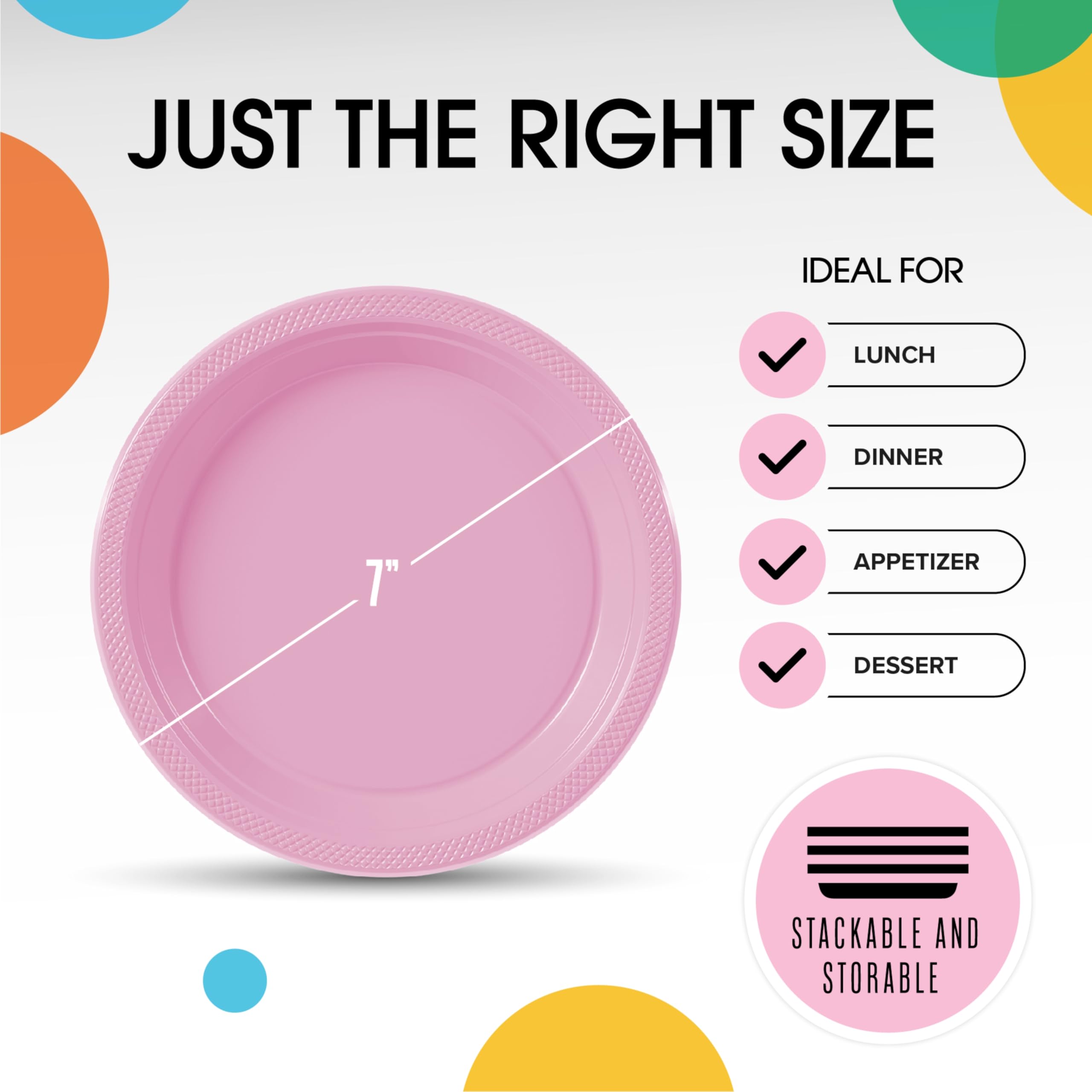 Exquisite Pink Plastic Plates For Party 7 Pink Disposable Plates For Party Supplies 100 Pcs Disposable Dinner Plate Heavy Duty