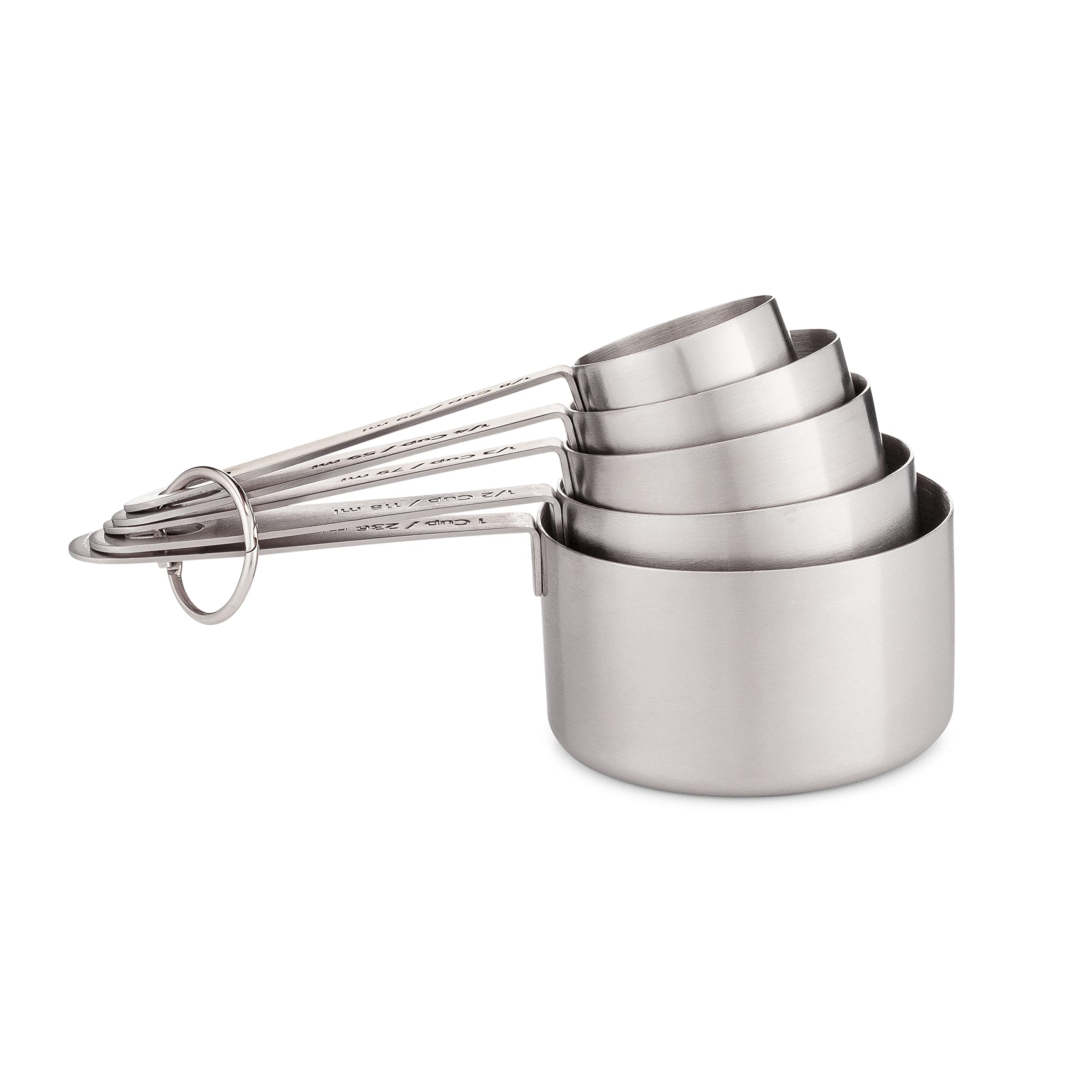 Husmait Stainless Steel Measuring Cups - 5 Piece Heavy Duty Measuring Cup Set With Storage Ring