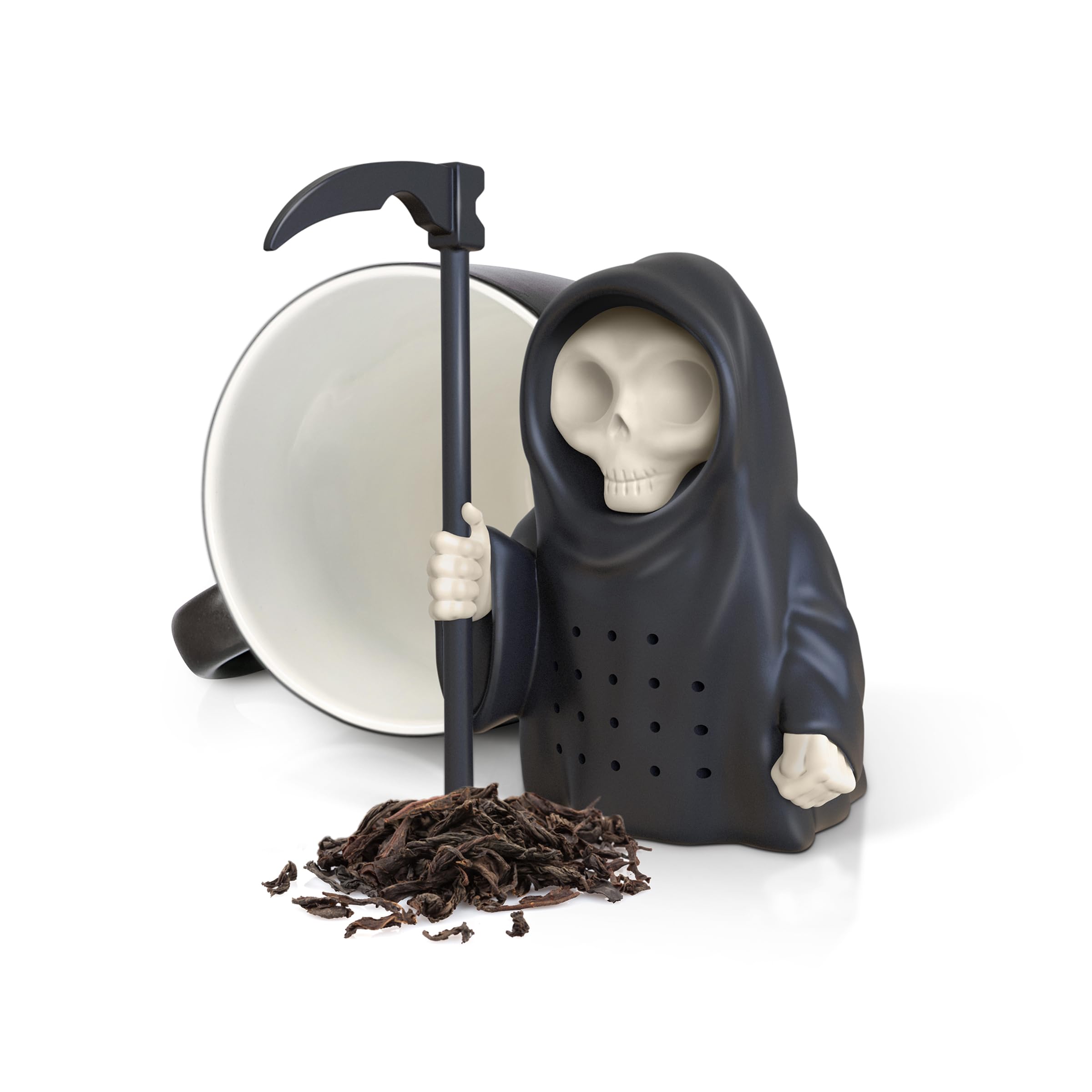 Genuine Fred Grim Steeper Silicone Tea Infuser, 3.8x2.4x2.2in, Black/White, Fun Gift for Tea Lovers, Model 5309052
