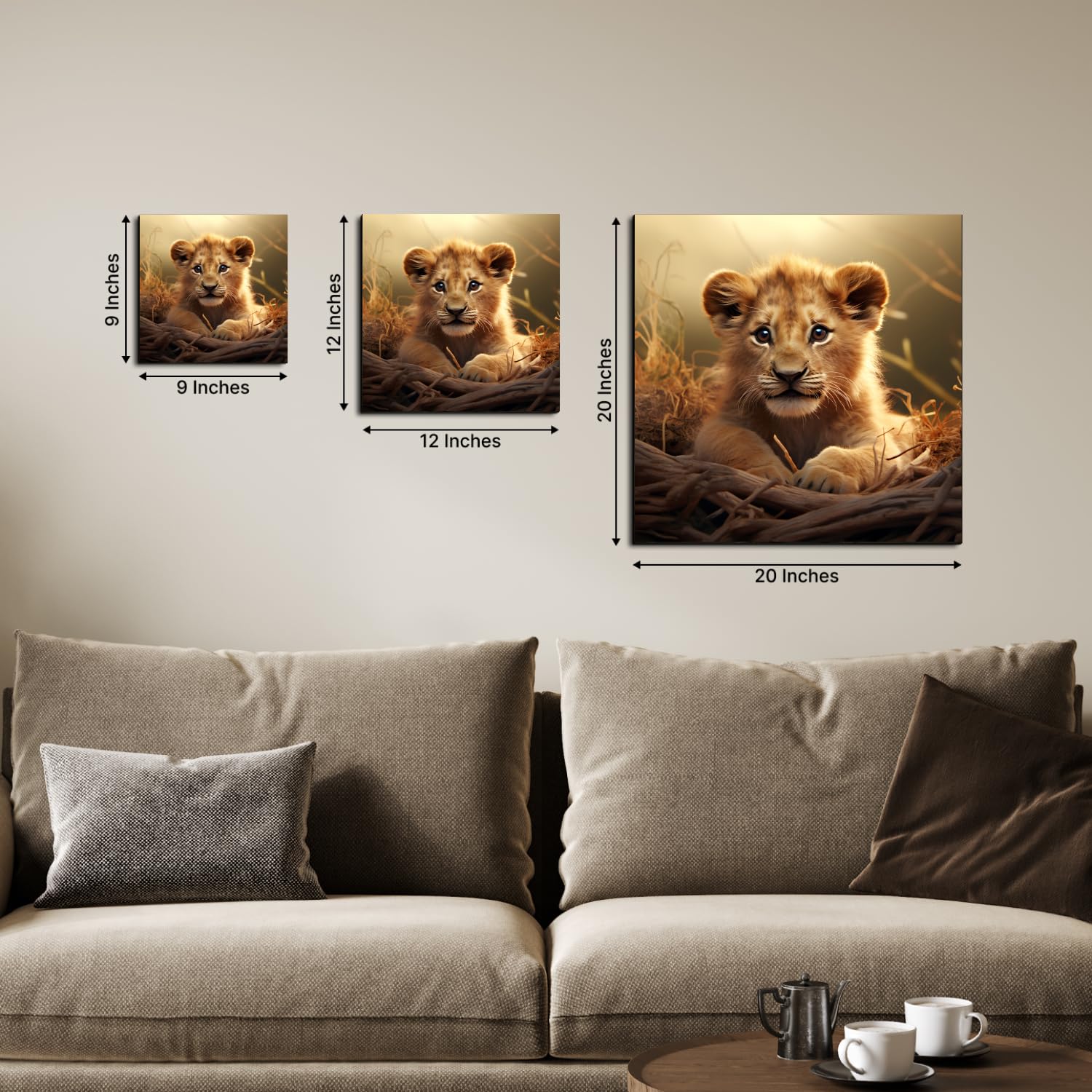 Chalk My Theme Cute Cub Wood Print Wall Art, Lion Painting, Lion Abstract Painting, Lion Painting For Wall Big Size, Lion Painti