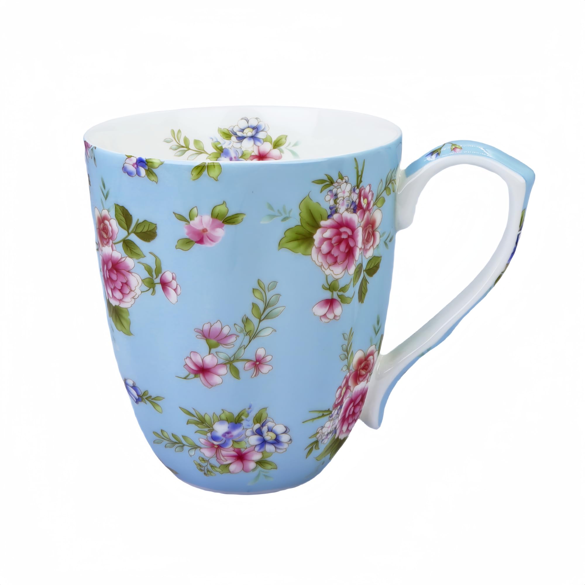 13oz Bone China Floral Coffee Mug, Stylish Porcelain Flower Teacup for Home
