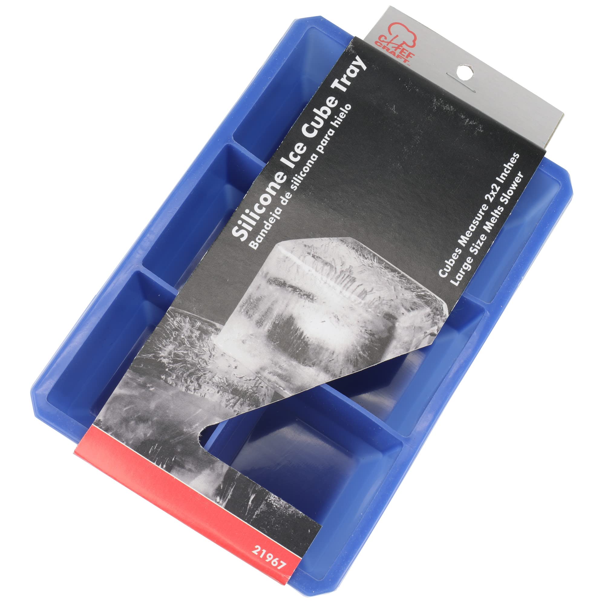 Chef Craft Select Silicone Ice Cube Tray, 6 Cube, Blue