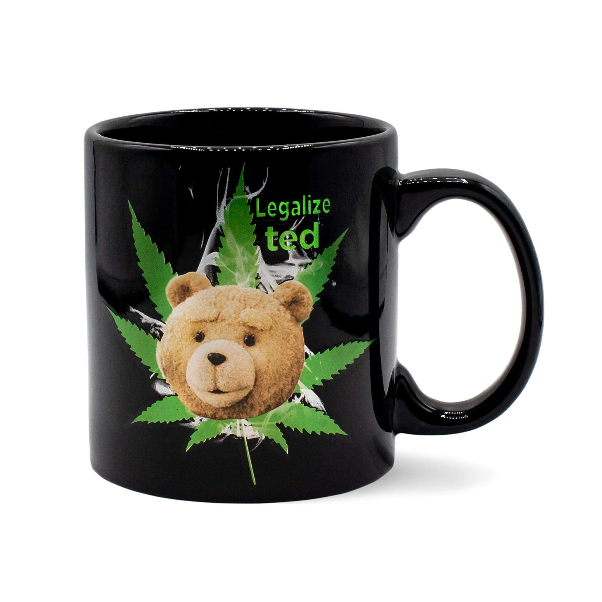 JUST FUNKY Ted OFFICIAL Legalize Ted PREMIUM Foil-Printed Ceramic Coffee Mug, 12oz Black