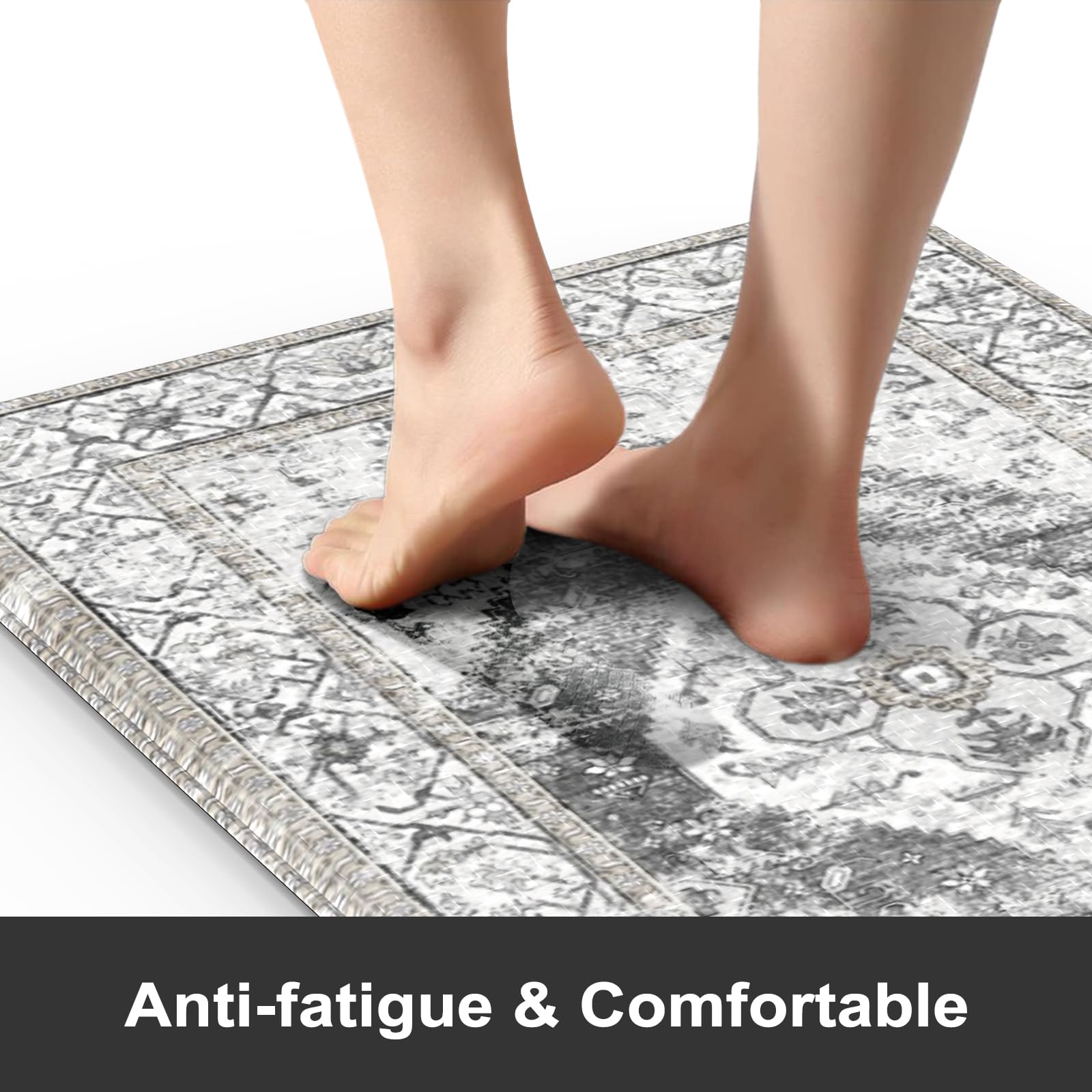 Kimdoe Kitchen Rugs 2Pcs Cushioned Anti Fatigue Kitchen Mat Non-Skid Waterproof Kitchen Runner Rug Ergonomic Comfort Foam Standi