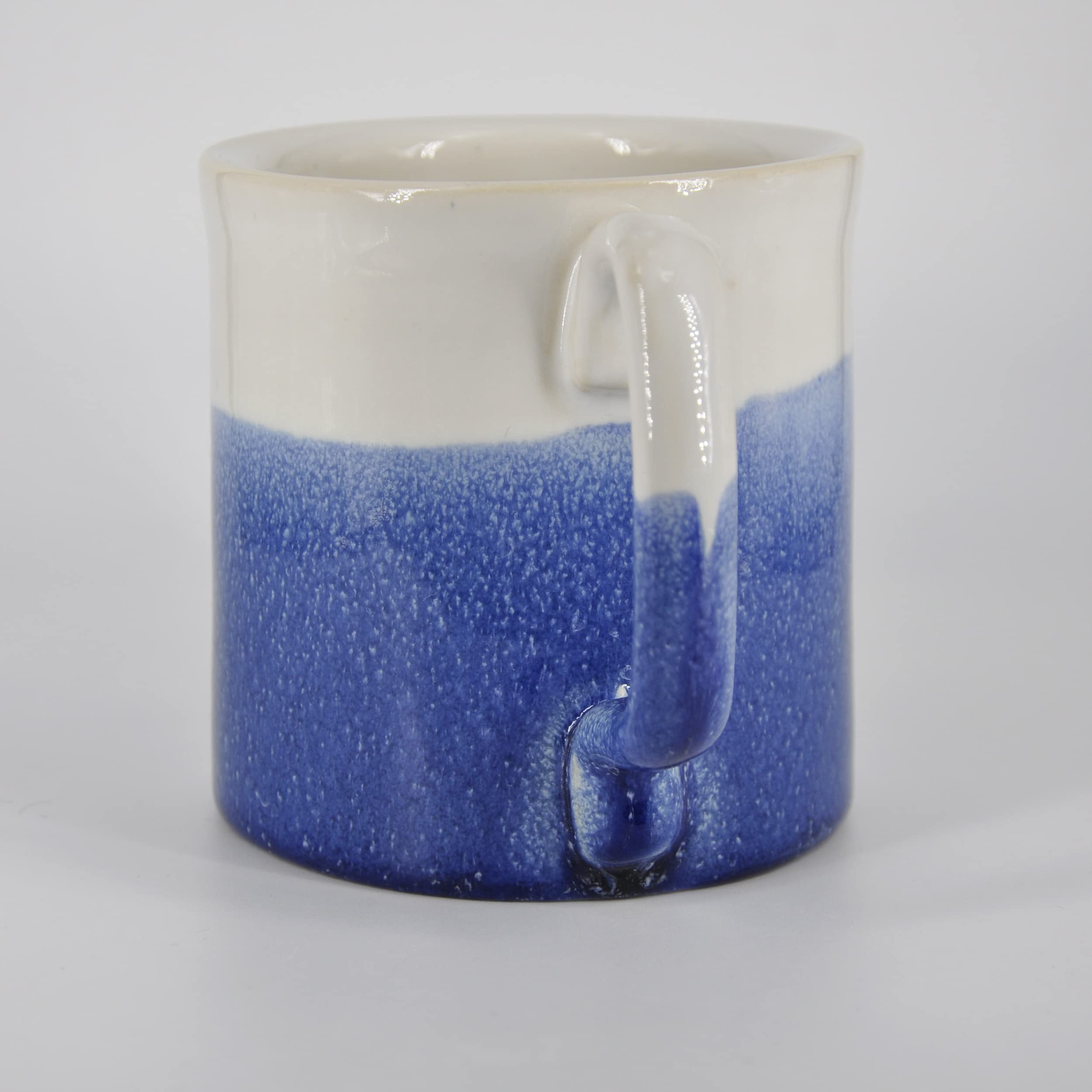 SnowSwept Studio Handmade Ceramic Coffee Mug White and Blue 14oz