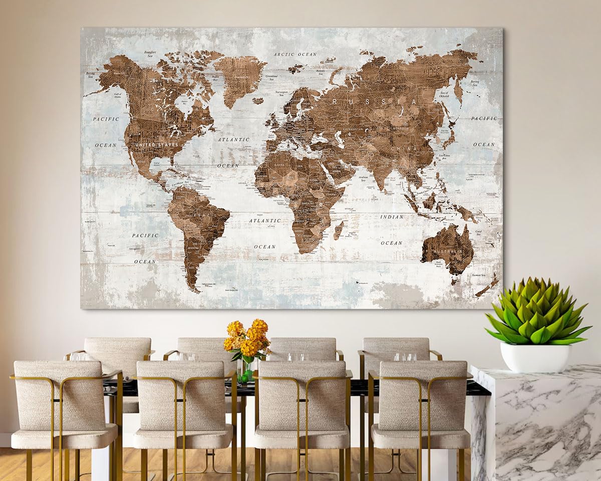 Office Wall Art Large Pictures For Living Room Map Of World Vintage Wall Decor Canvas Art Kitchen Decorations Framed Artwork