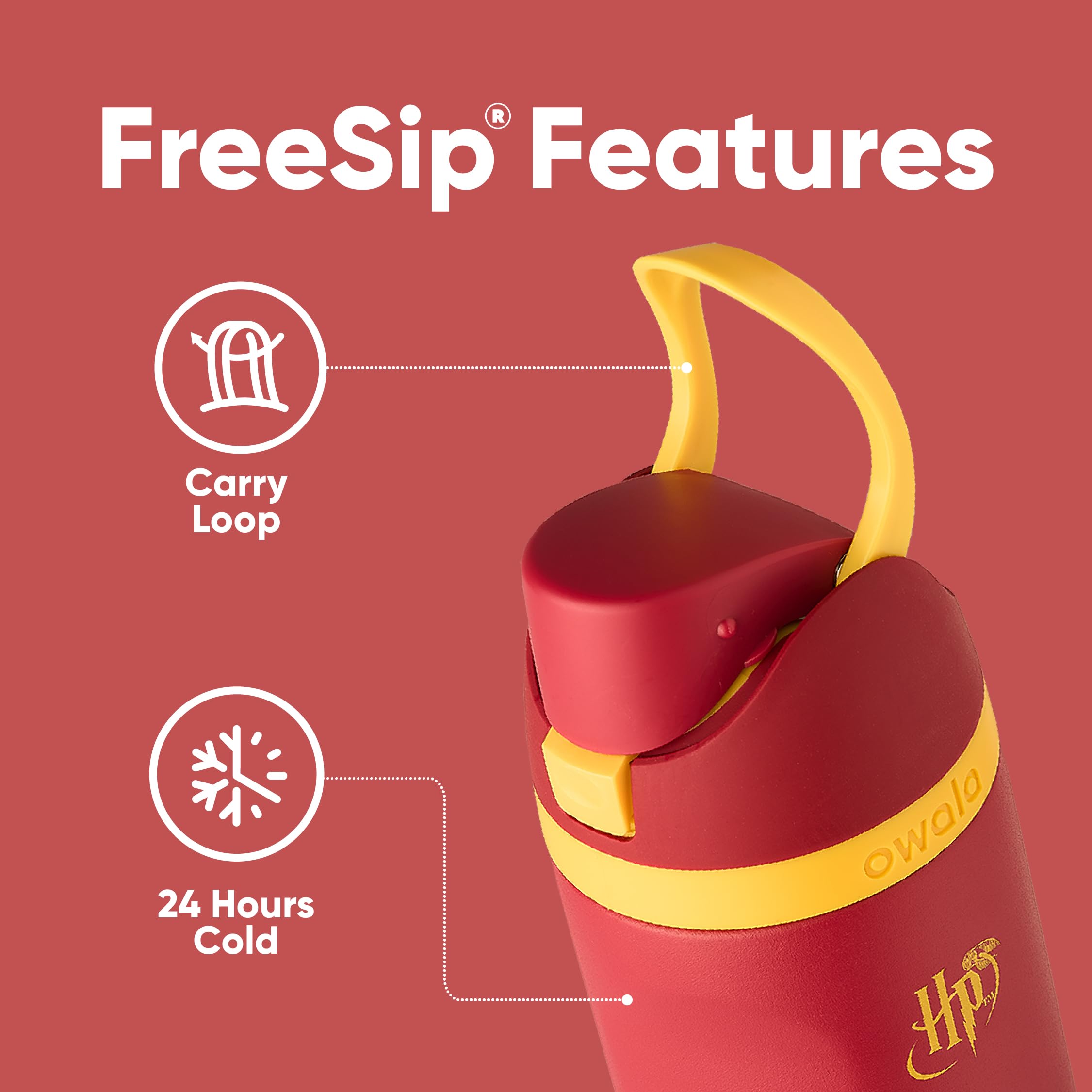 Owala Harry Potter FreeSip Insulated Stainless Steel Water Bottle with Straw, BPA-Free Sports Water Bottle, Great for Travel, 24
