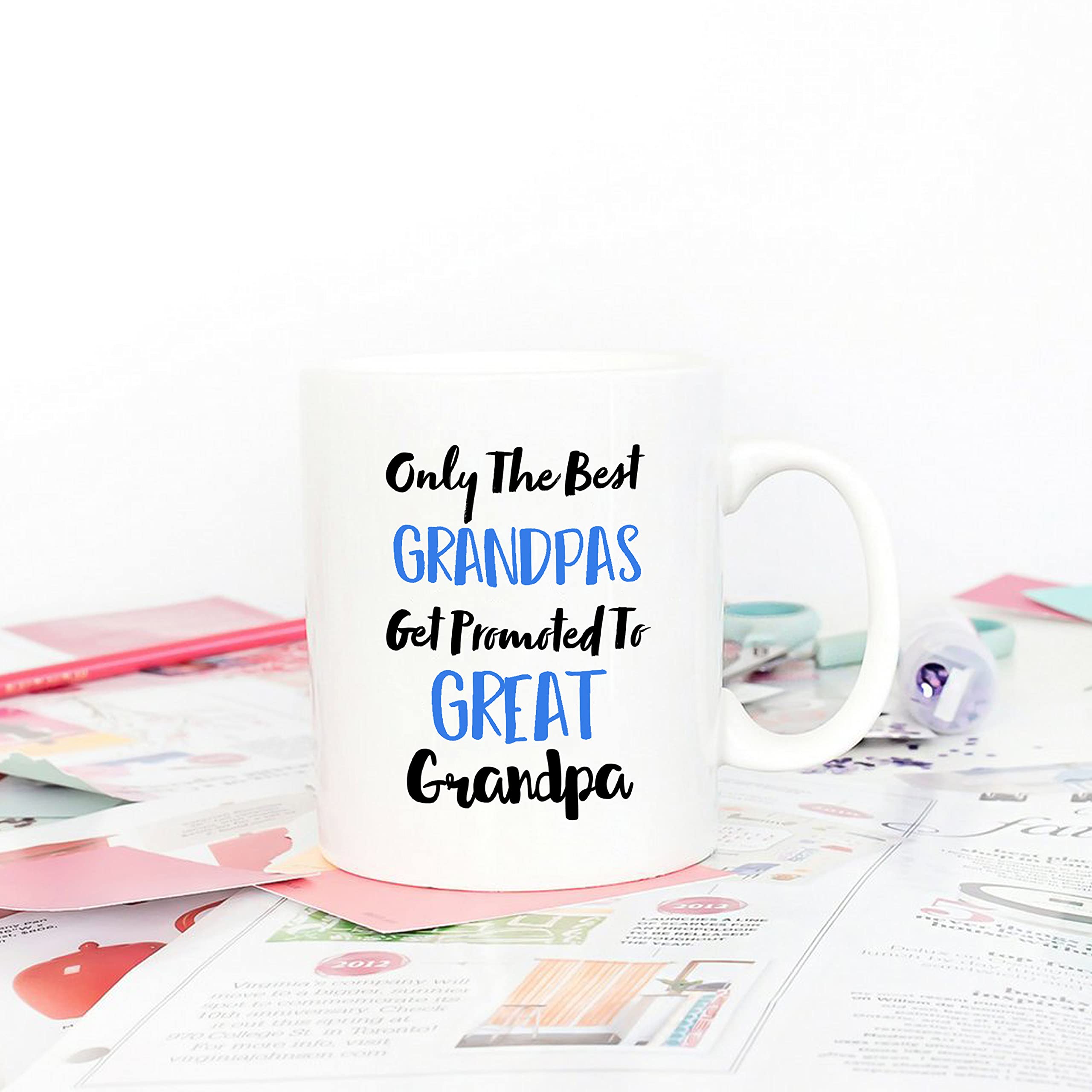 5Aup Fathers Day Great Grandpa Mug From Grandchild Granddaughter Grandson, Only The Best Grandpas Get Promoted To Great Grandpa