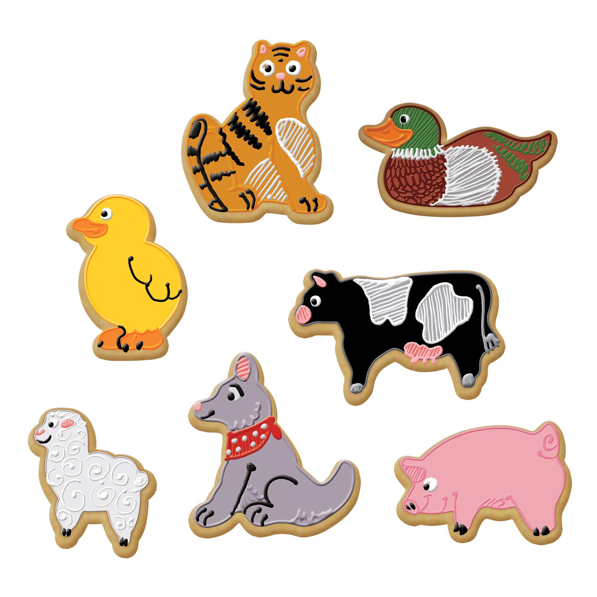 Fox Run Set Cookie Cutters, Set Of 7, Standard, Farm Animals, Silver