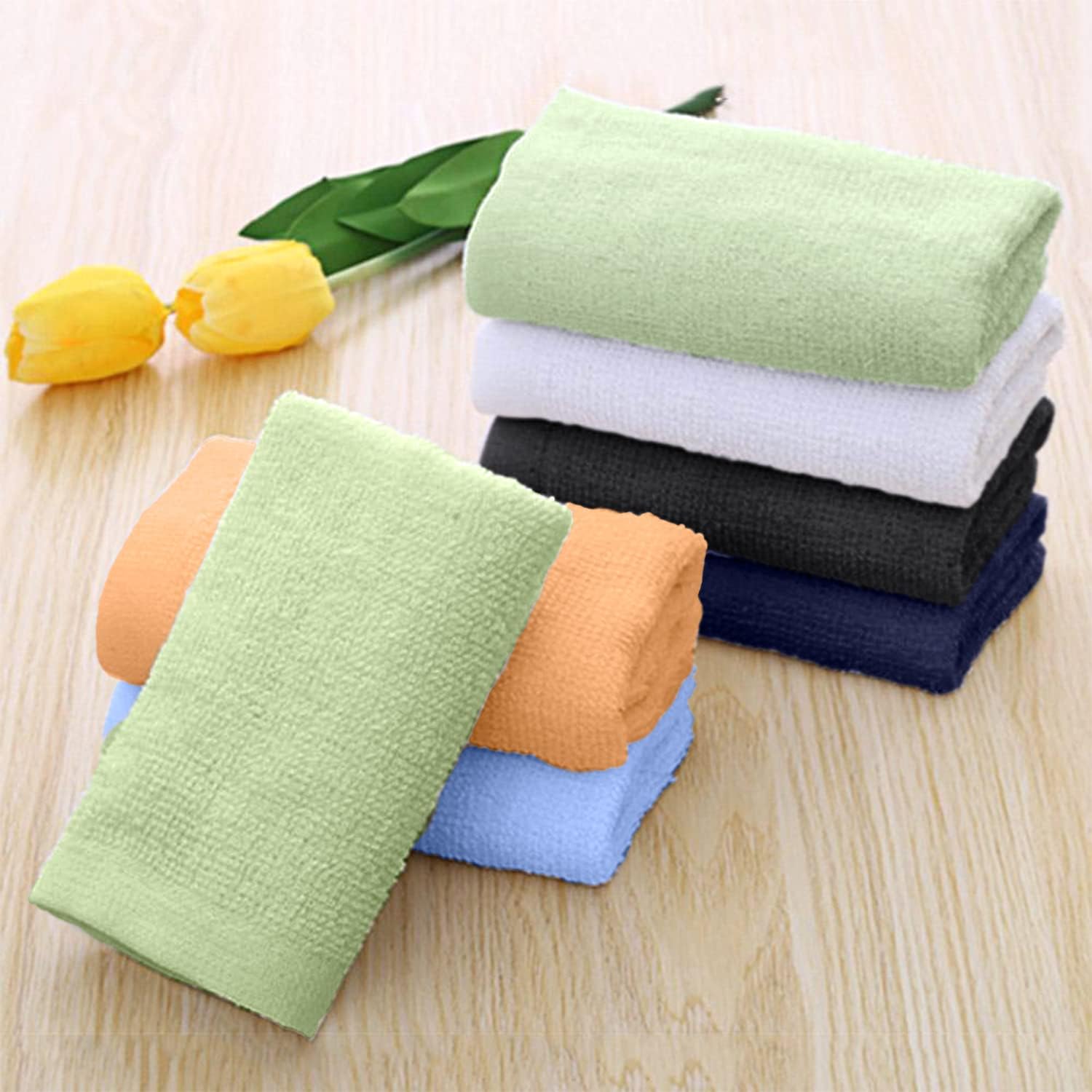 KAHAF COLLECTION 12 Pack Washcloths | Multicolour 100% Cotton Extra Absorbent Face Towels | Soft, Quick Dry Wash Cloths for Bath