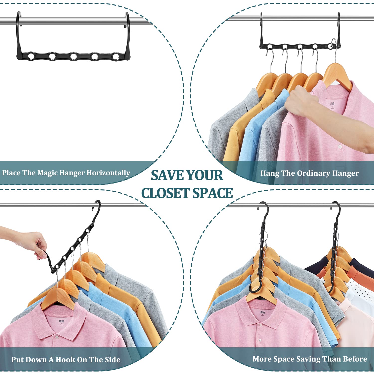 AMKUFO 6 Pack-Closet-Organizers-and-Storage  Magic-Hangers-Space-Saving-for-Clothes  Closer-Organizer-for-Closet-Organization  Space-Saver-Hanger-Organizer-for-Multipurpose  Dorm-Room-Essentials