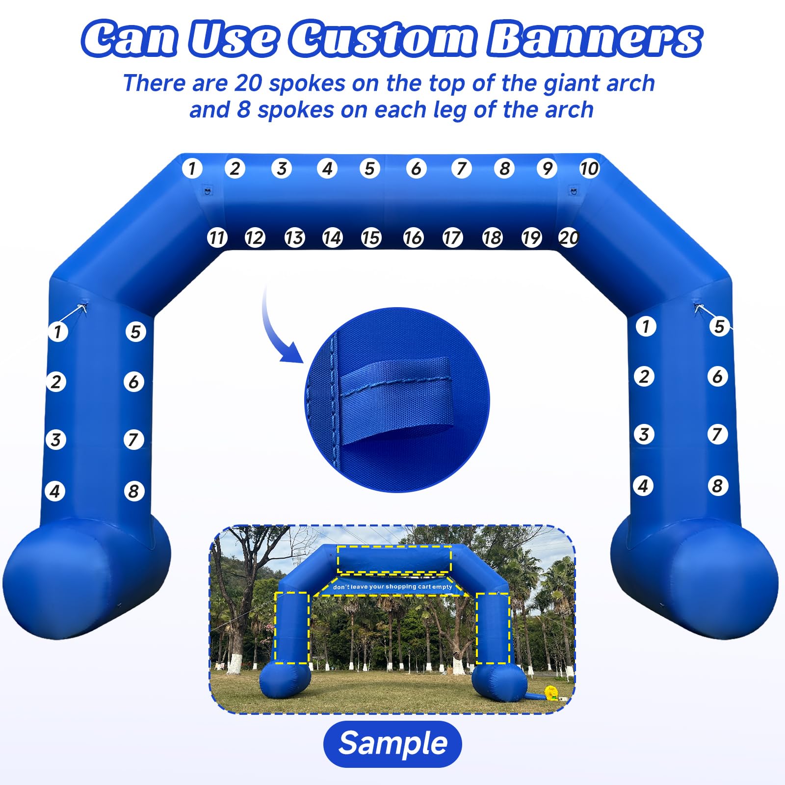Cinnliy 26Ft Inflatable Archway,Blue Inflatable Start and Finish Arch Outdoor,Sport Blow up Arch Inflatable for Race Outdoor Spo