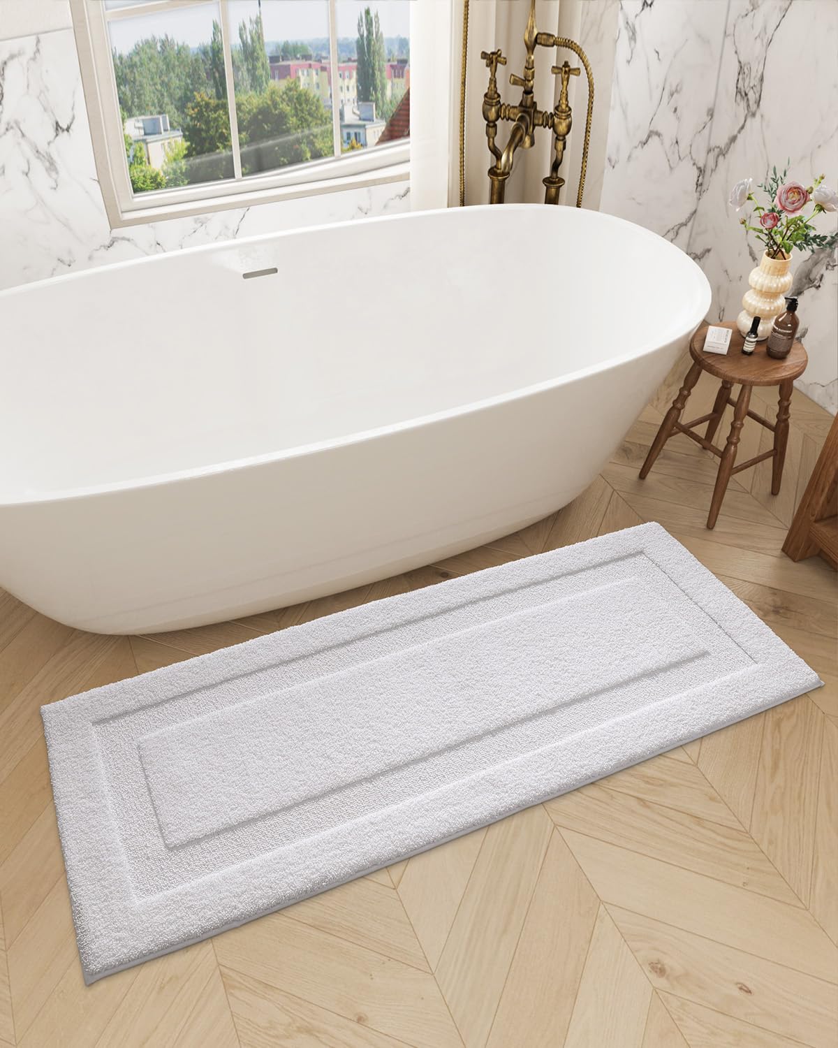 Lumi Large Bathroom Rugs, 24''X60'' Soft Bath Mats For Bathroom, Absorbent Bath Mat, Microfiber Washable Bath Rug, Non Slip Rubb