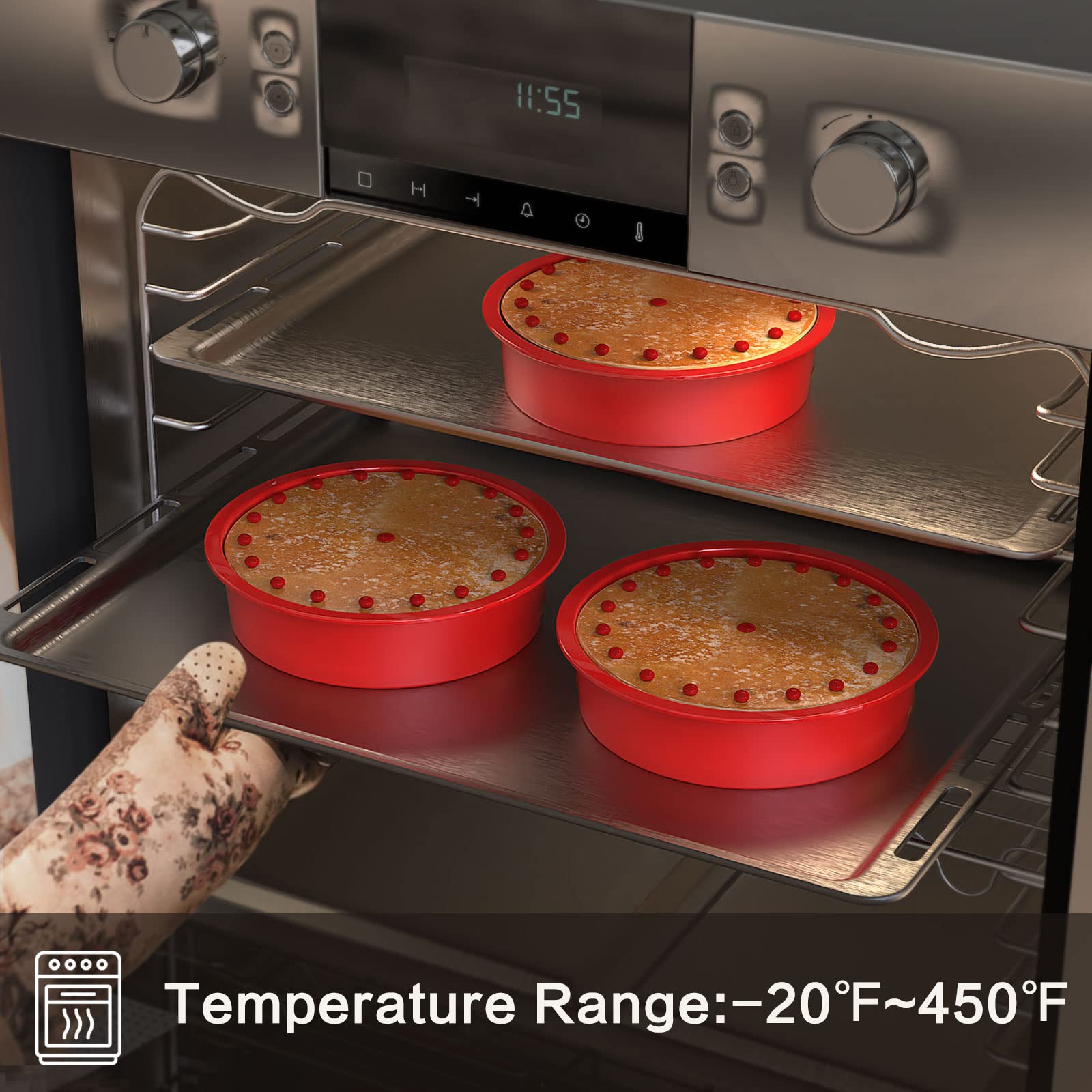 Silivo 8 Inch Cake Pans(3 Pack) - Nonstick Silicone Round Cake Molds For Layer Cake, Cheese Cake And Chocolate Cake